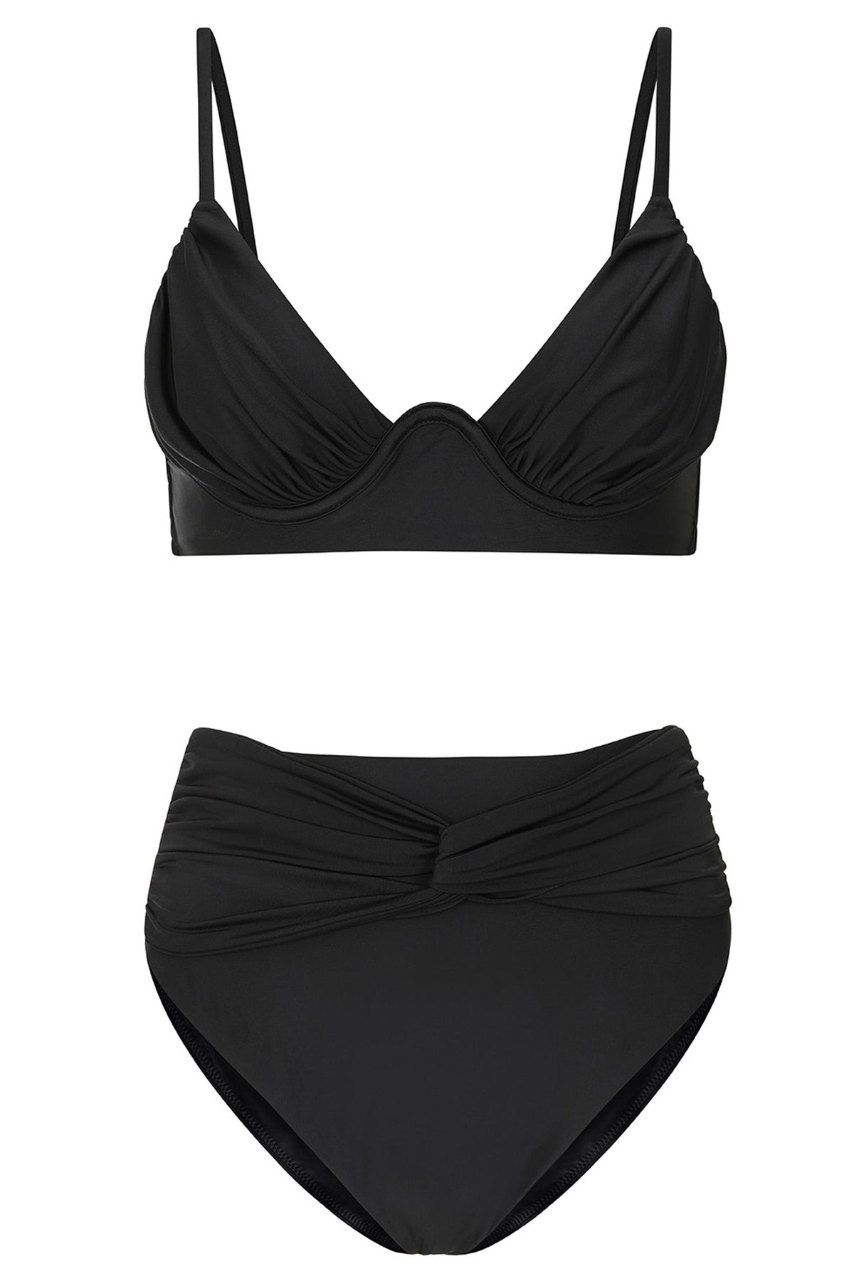 High Tide | Svart bikinitrosa med hög midja och tvistad detalj