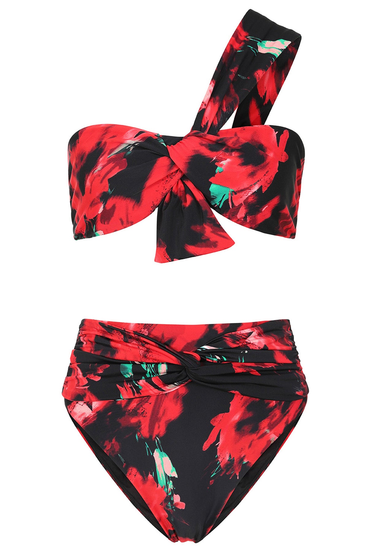 Bowline | Flerfärgad bikinitopp med enaxlad design och tvistad detalj