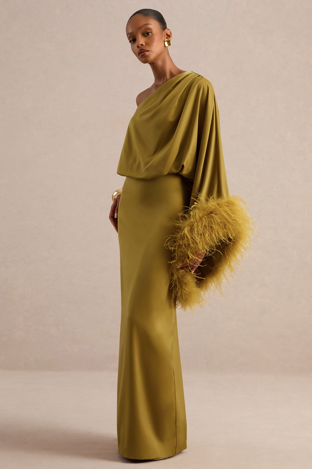 ECM_HR_CL136380031 - Felicity _ Olive Satin Asymmetric-Neck Maxi Dress With Feather Detailing2.jpg