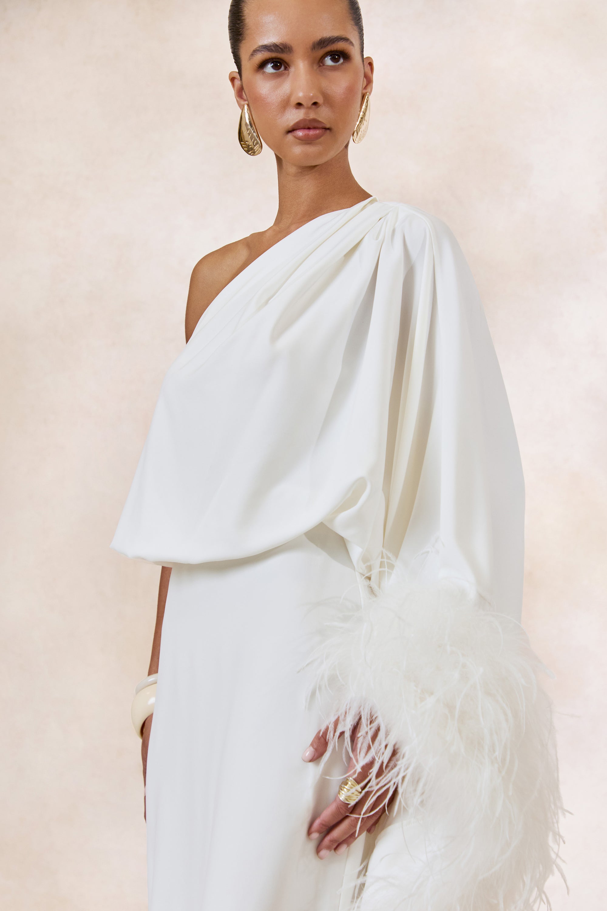 CL136380110 - Felicity _ White Satin Asymmetric-Neck Maxi Dress With Feather Detailing 3.jpg