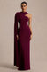Dawn | Burgundy asymmetrisk långklänning med capeärm