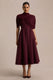 Thalia | Burgundy midiklänning med cape och draperade detaljer
