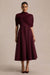 Thalia | Burgundy midiklänning med cape och draperade detaljer