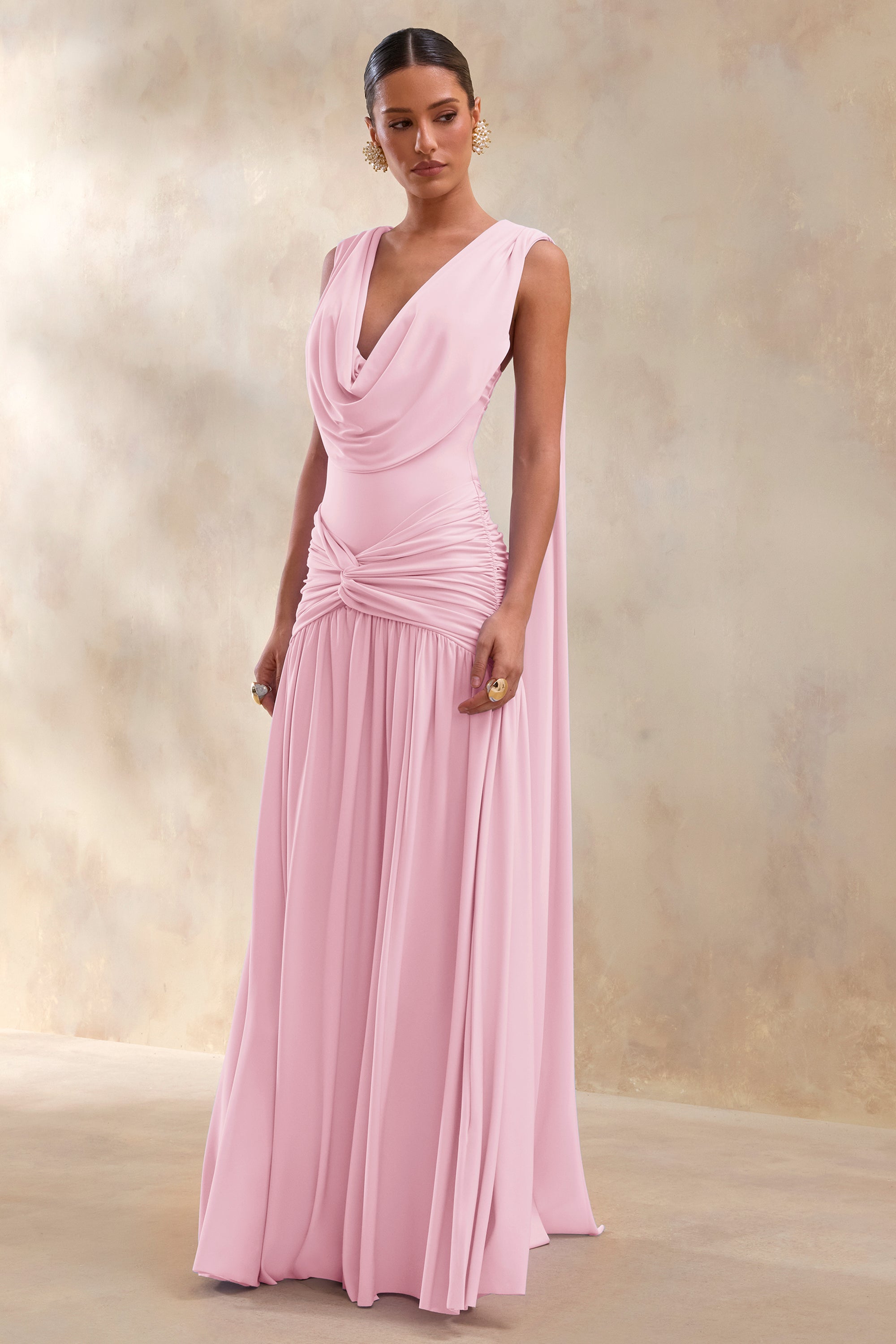 ECM_HR_CL137299081 - Amelisse | Light Pink Plunge-Neck Maxi Dress With Ruched-Detailing_04.jpg