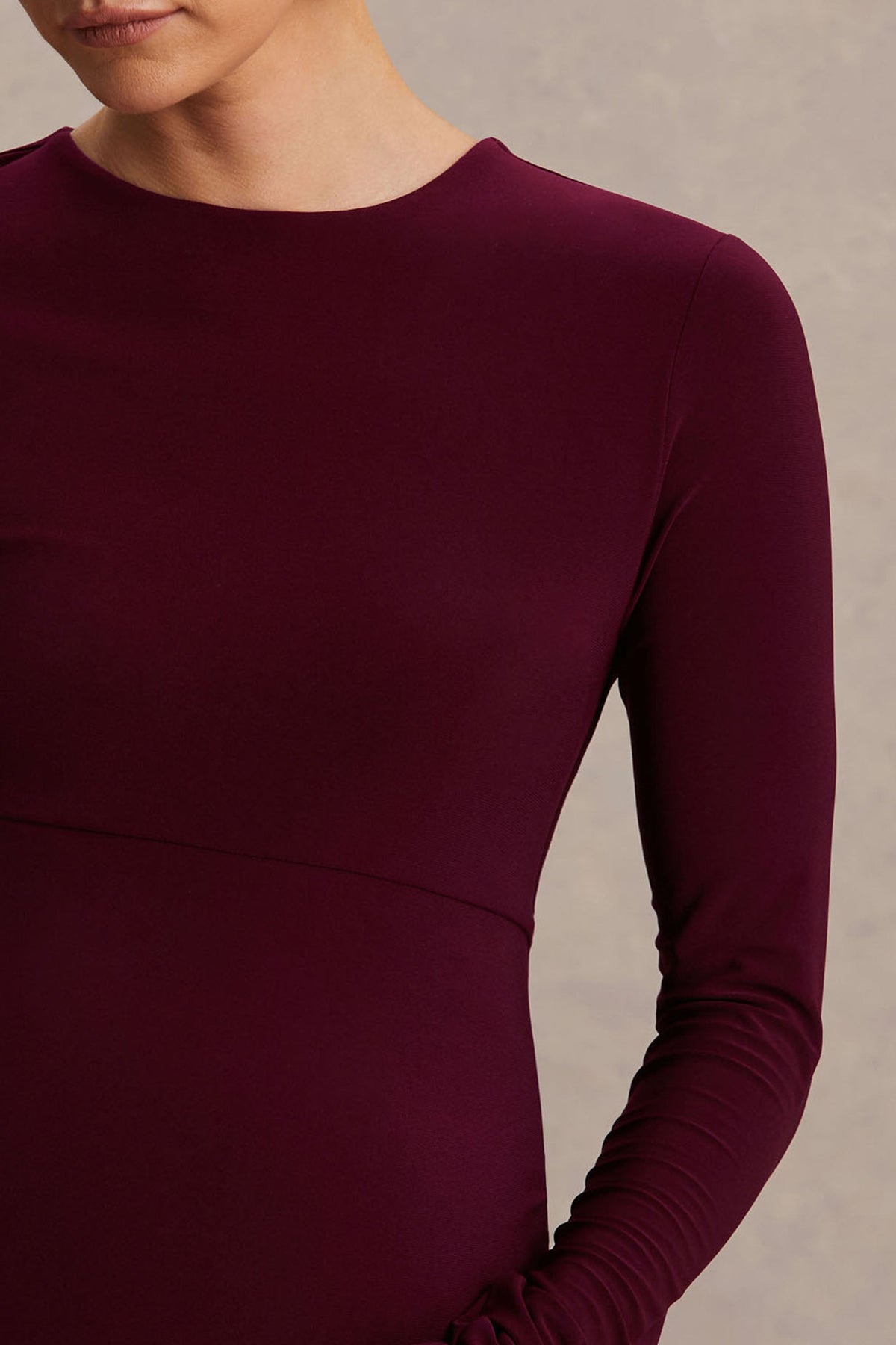 Monroe | Burgundy långärmad långklänning i gravidmodell