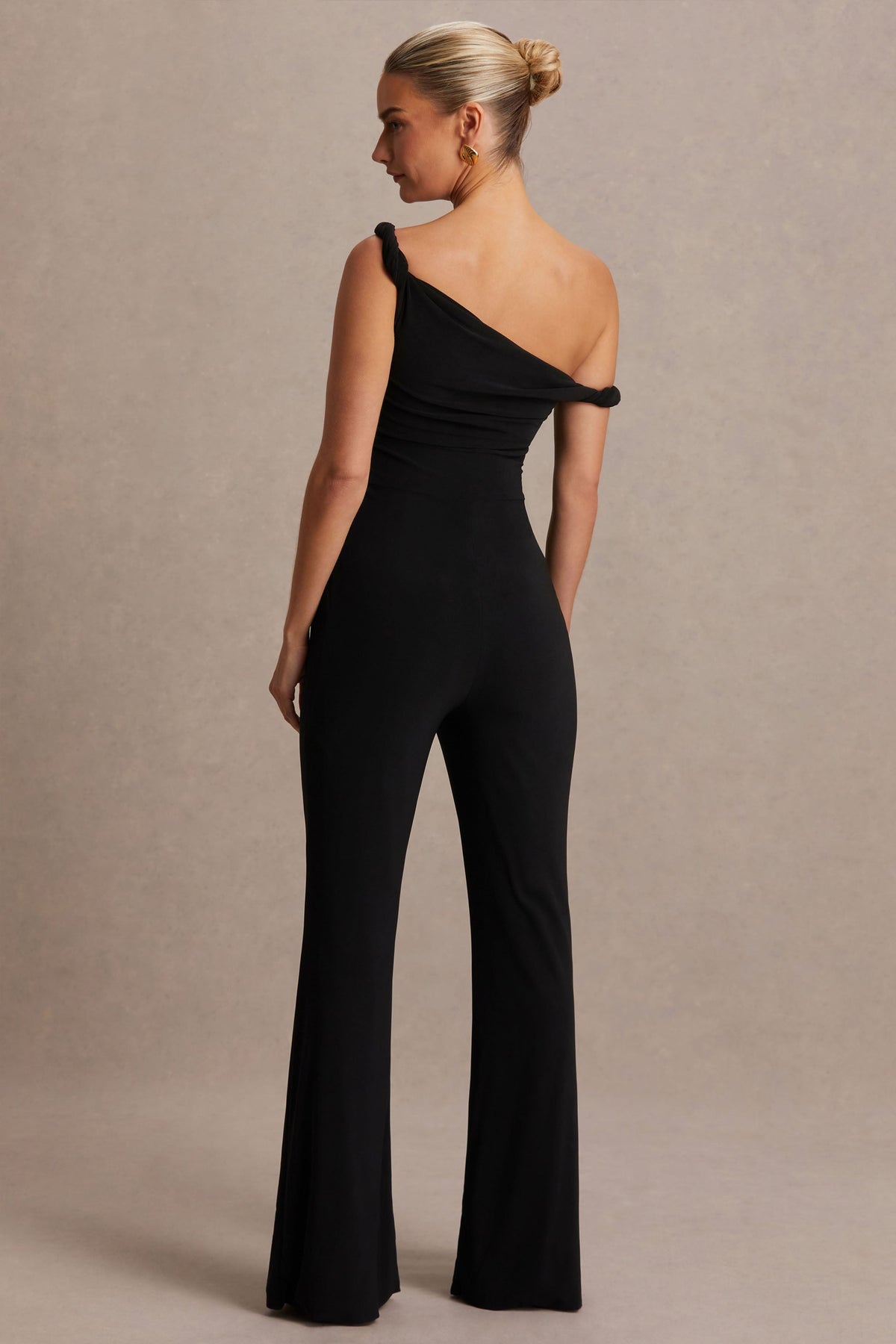 Kira | Svart asymmetrisk byxdress i gravidmodell