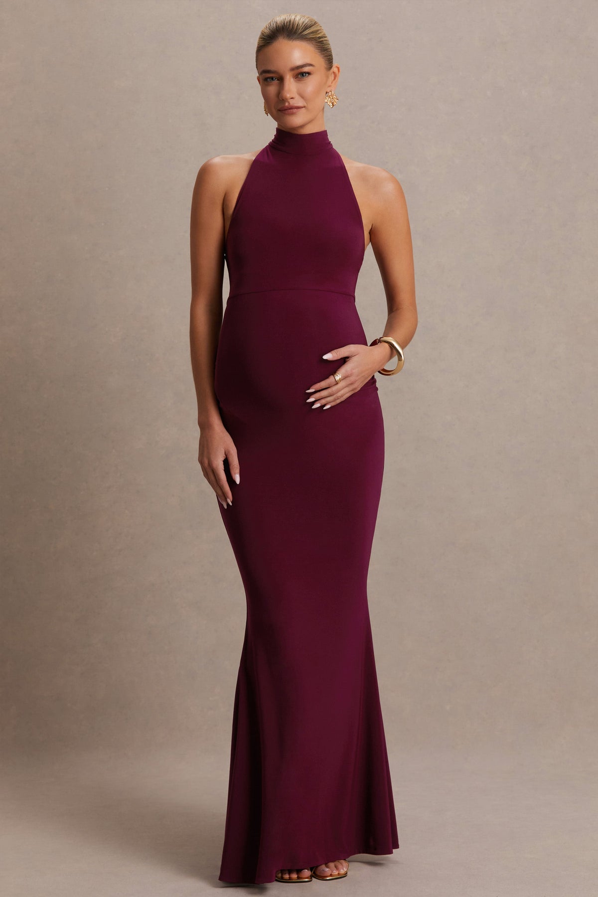 Kaia | Burgundy långklänning i gravidmodell
