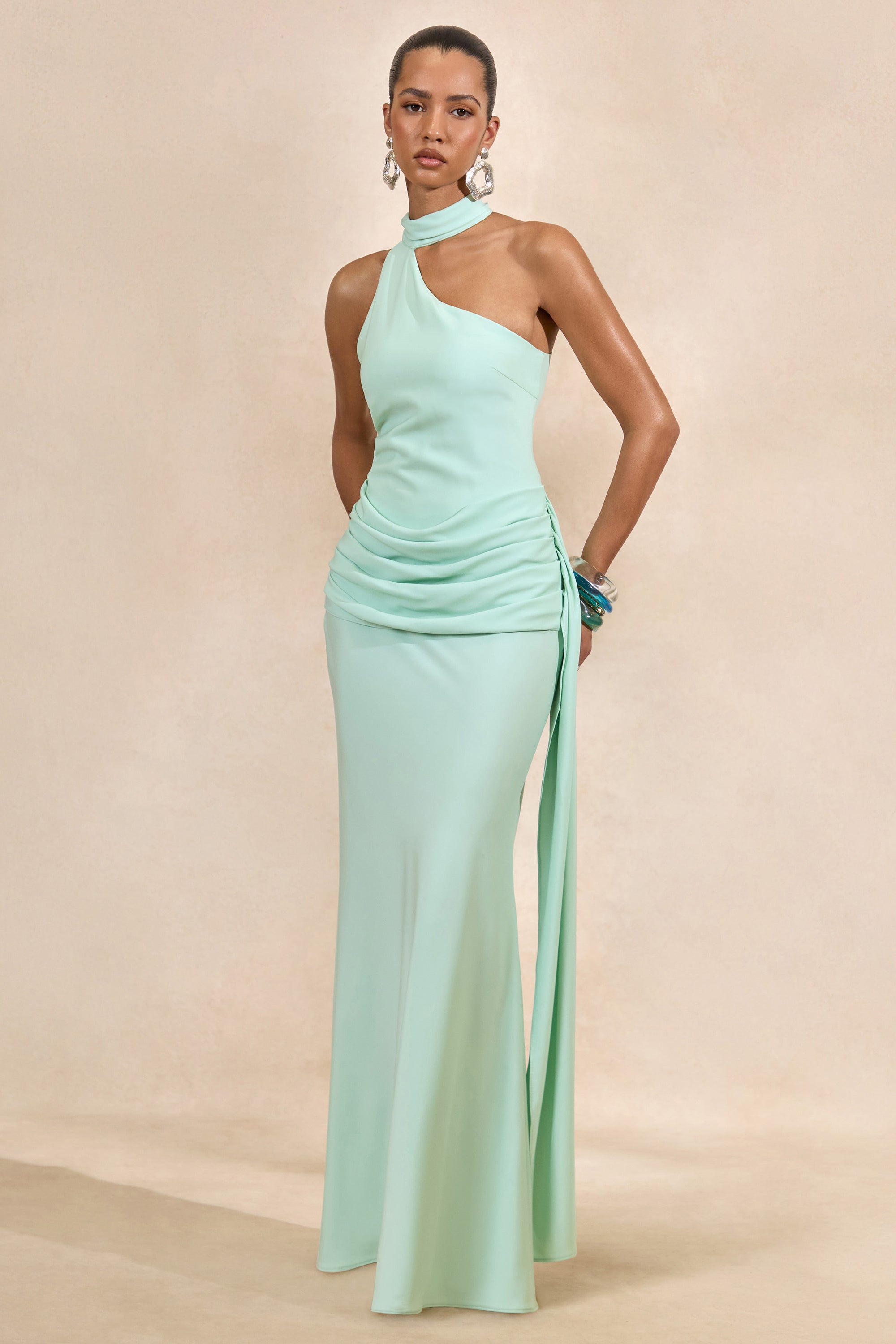 CL137729032 - Aevina _ Mint Satin Asymmetric-Neck Maxi Dress With Sash-Detail2.jpg