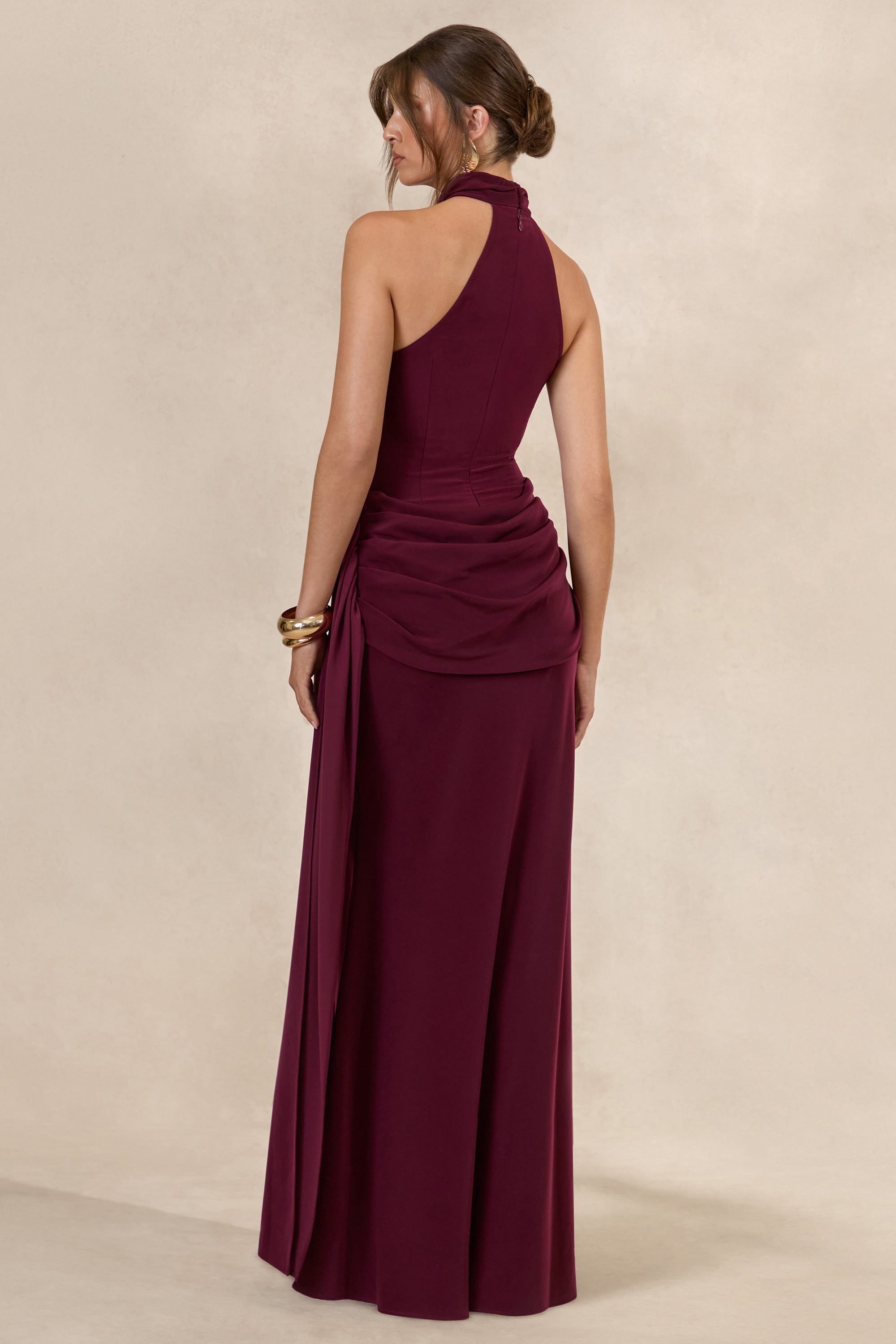 CL137729102 - Aevina _ Burgundy Satin Asymmetric-Neck Maxi Dress With Sash-Detail4.jpg