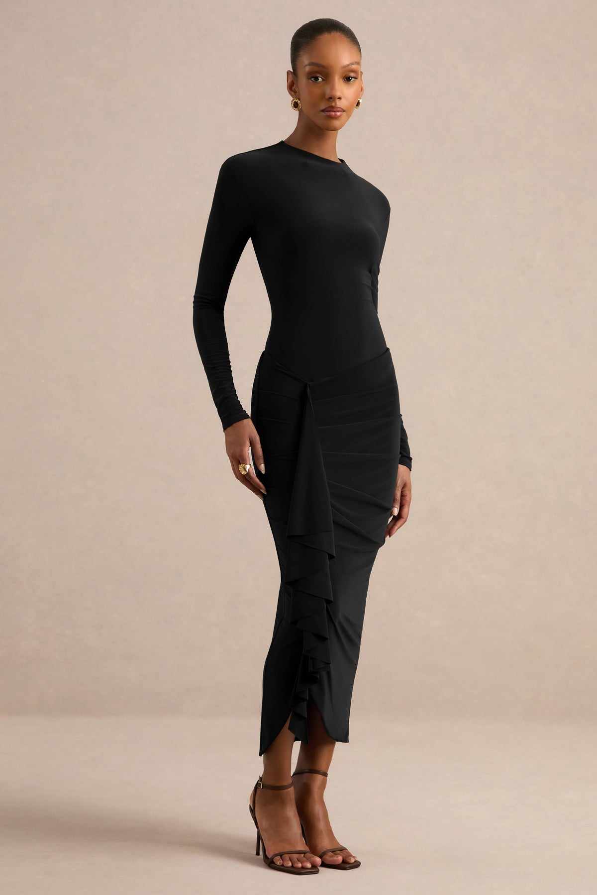 CL137832001 Inessa | Black Midi Skirt With Ruffled Detailing2.jpg