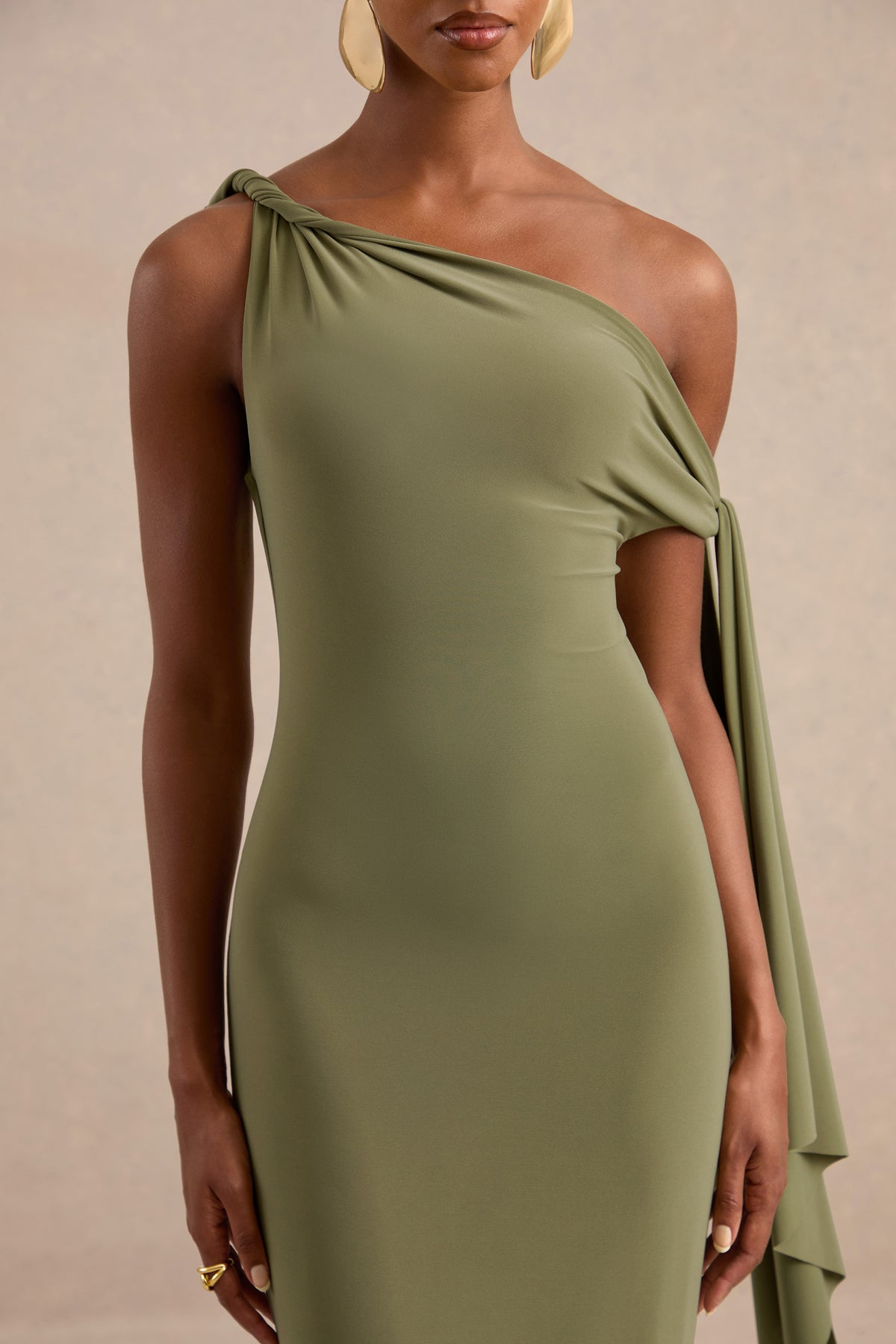 ECM_HR_CL137892031 - Arcelia Olive Asymmetric-Neck Midi Dress With Knot-Sleeve Detail4.jpg