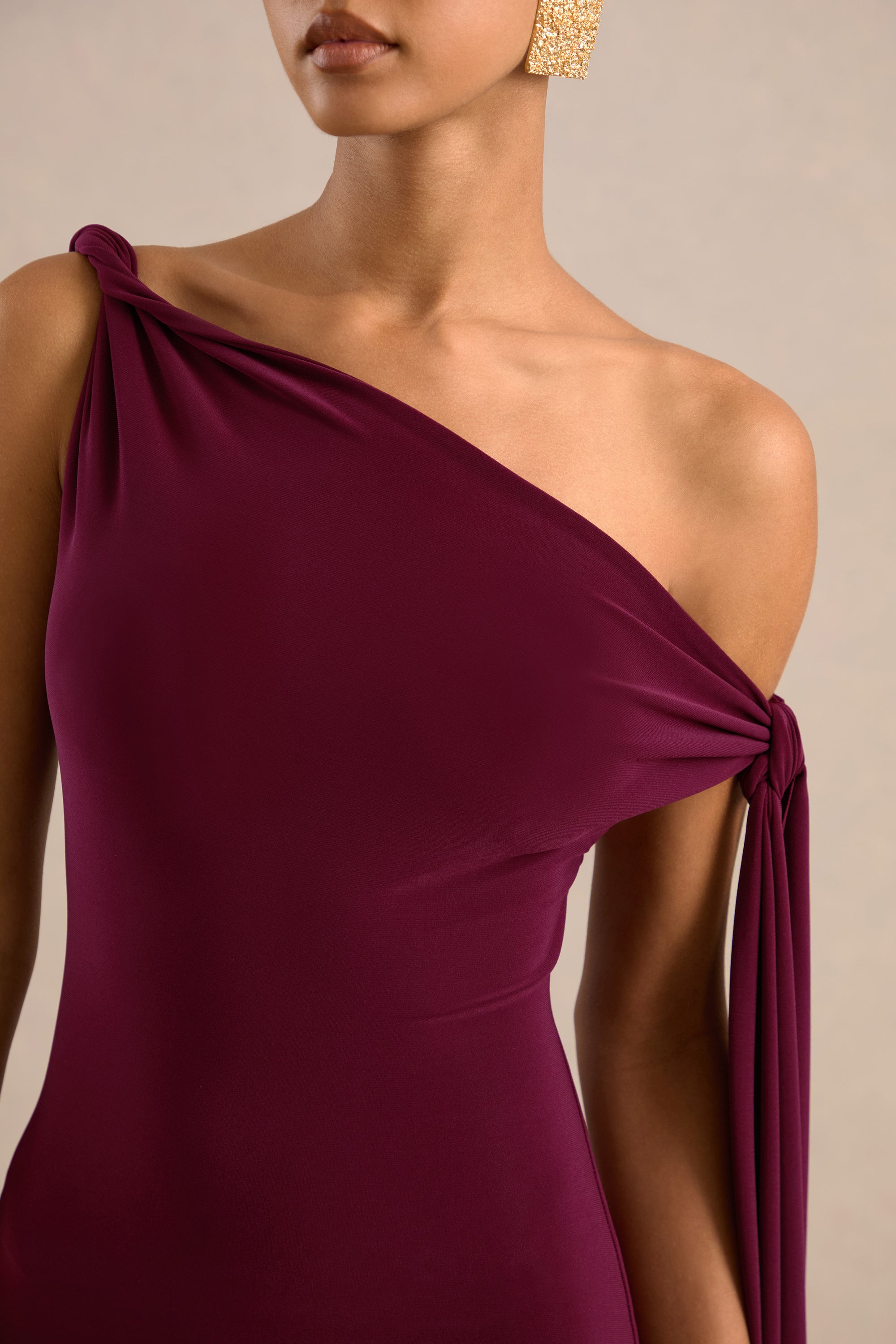 ECM_HR_CL137892102 - Arcelia Burgundy Asymmetric-Neck Midi Dress With Knot-Sleeve Detail5.jpg