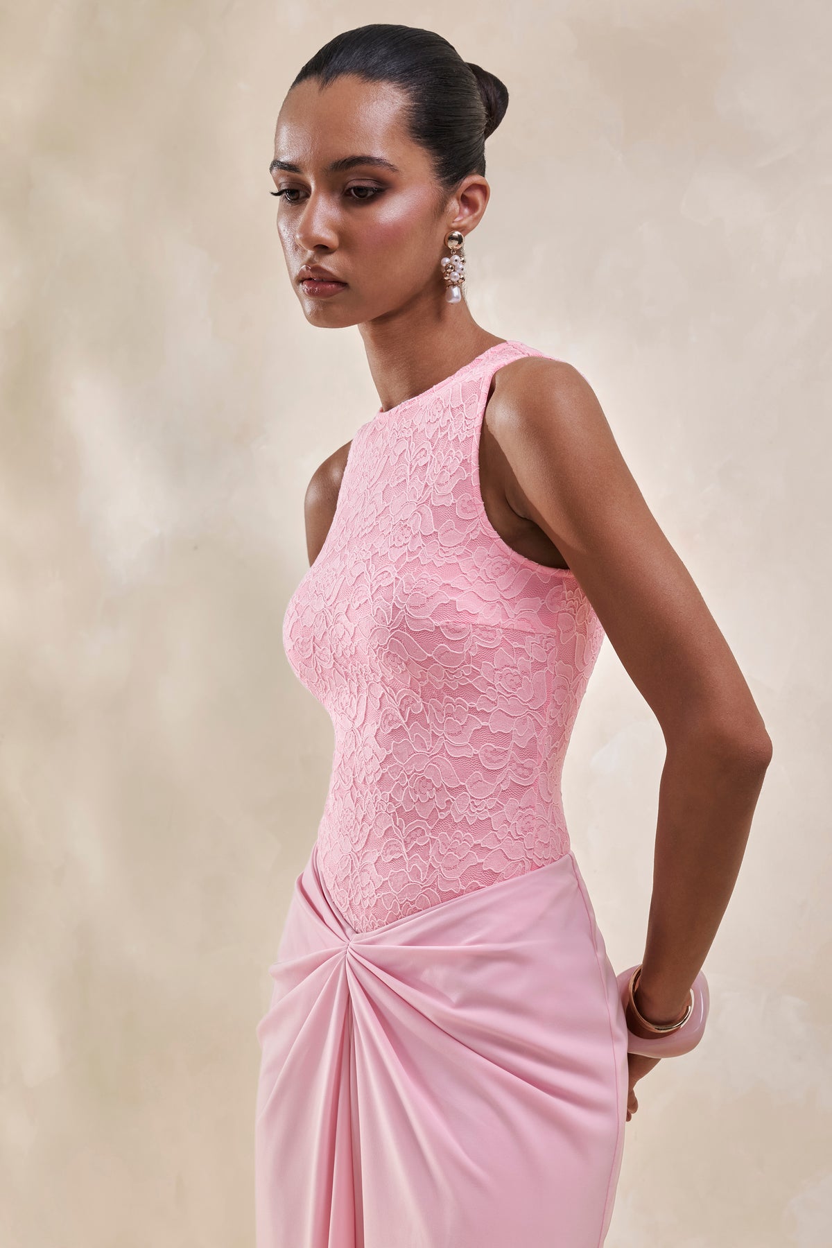 ECM_HR_CL137964084 - Setaria _ Pink Satin Maxi-Skirt With Gathered-Detailing And Sash + CL137962084 - Serale _ Pink Lace Halter-Neck Bodysuit4.jpg