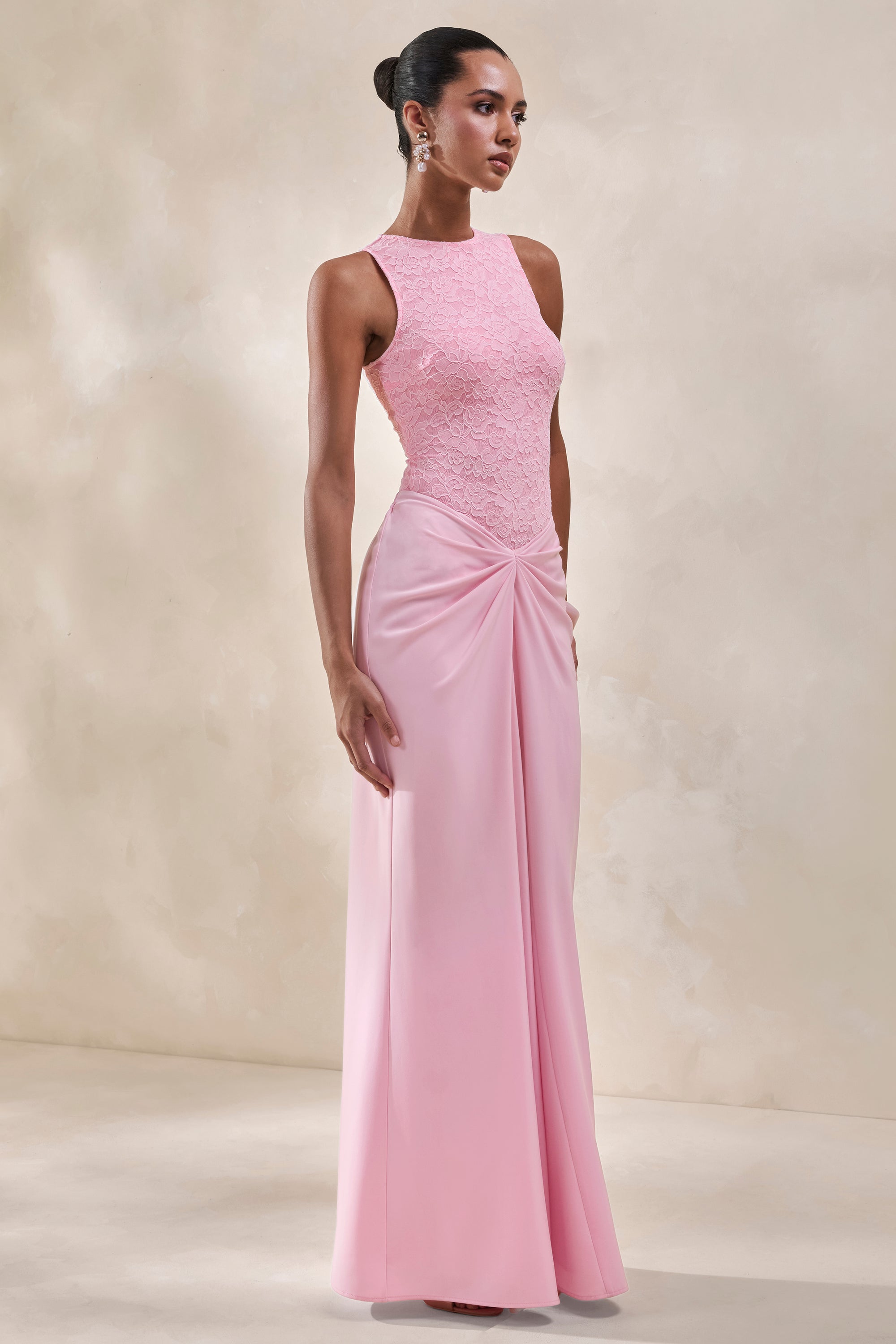 ECM_HR_CL137964084 - Setaria _ Pink Satin Maxi-Skirt With Gathered-Detailing And Sash + CL137962084 - Serale _ Pink Lace Halter-Neck Bodysuit1.jpg