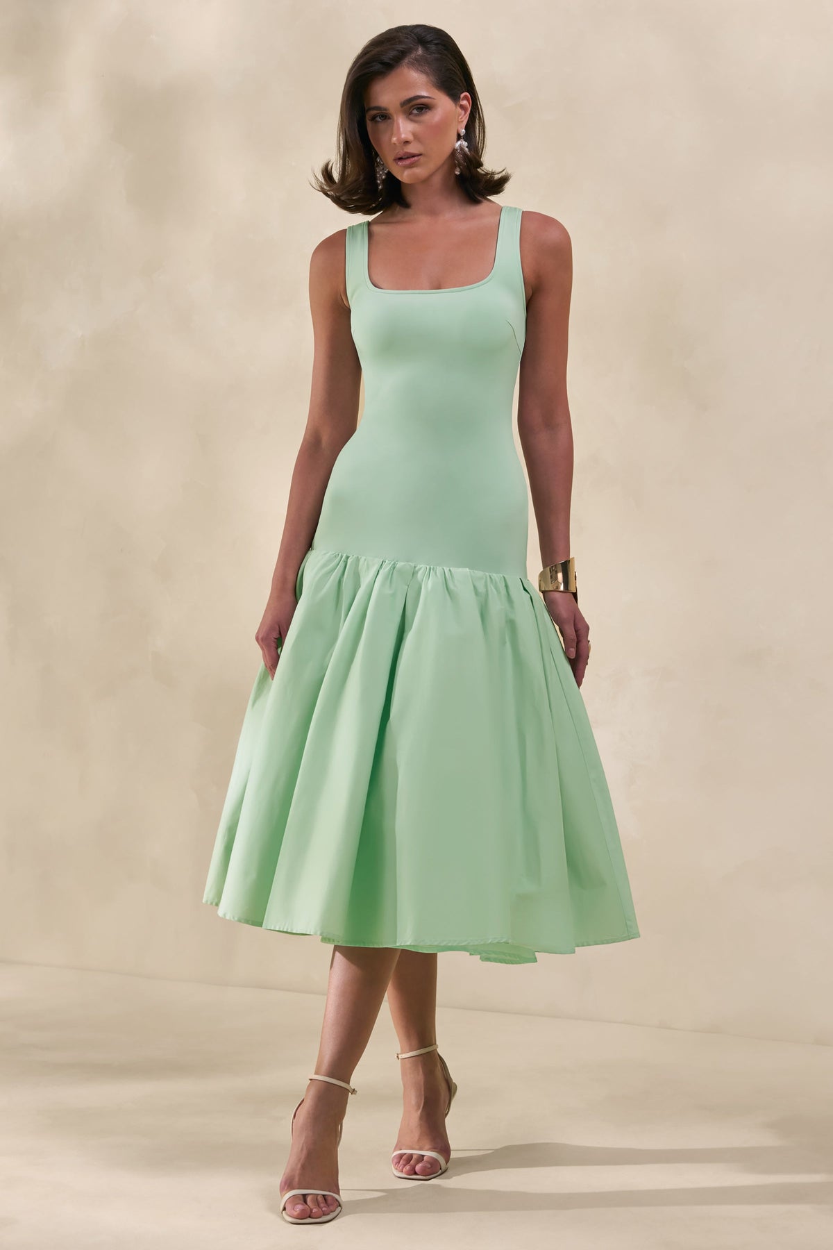 CL13810403206_ECM_HR_CL138104032---Nanette-Mint-Square-Neck-Midi-Dress-With-Voluminous-Skirt0
