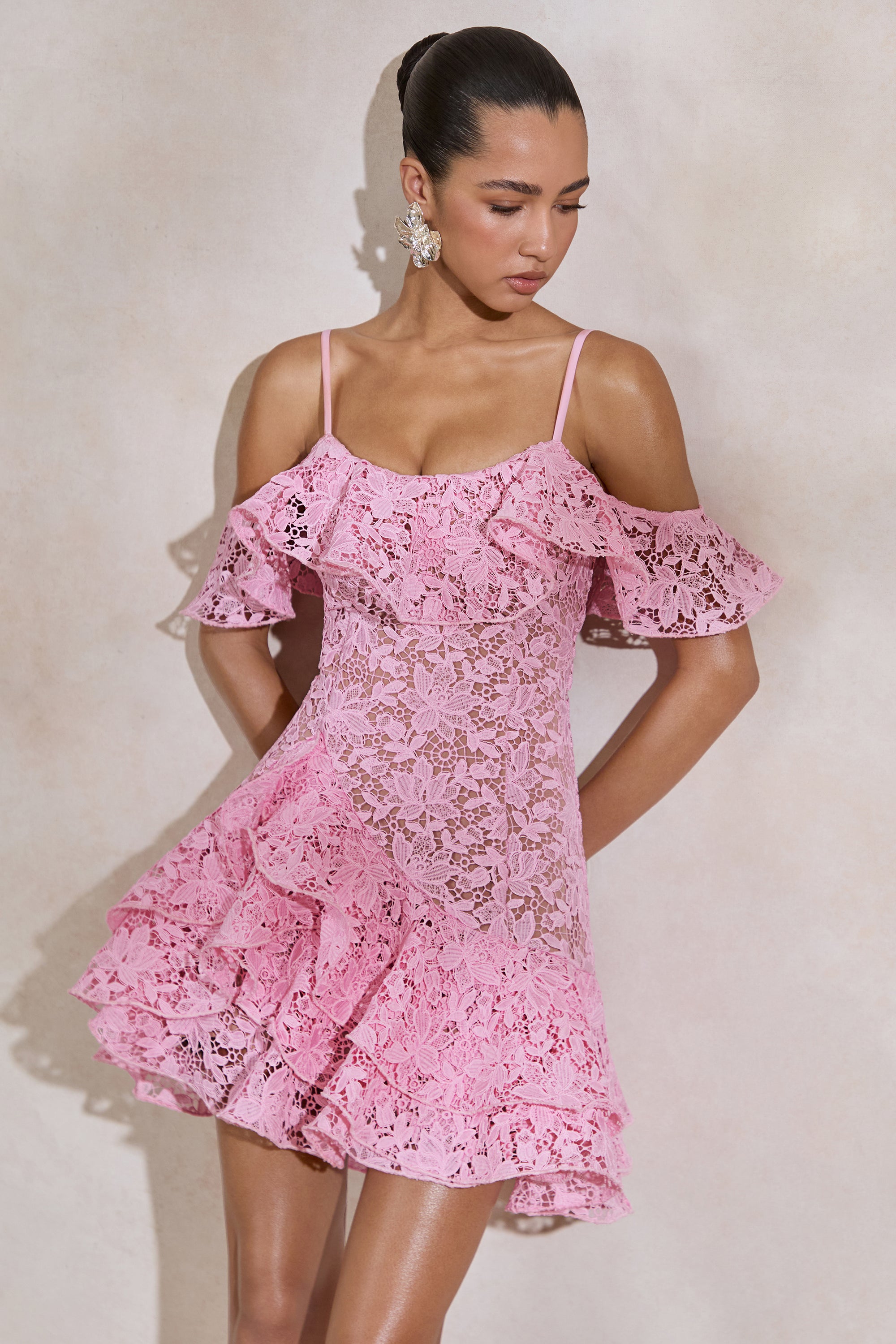 ECM_HR_CL138260084 - Lyris _ Pink Lace Scoop-Neck Mini Dress With Ruffled Detailing 3.jpg
