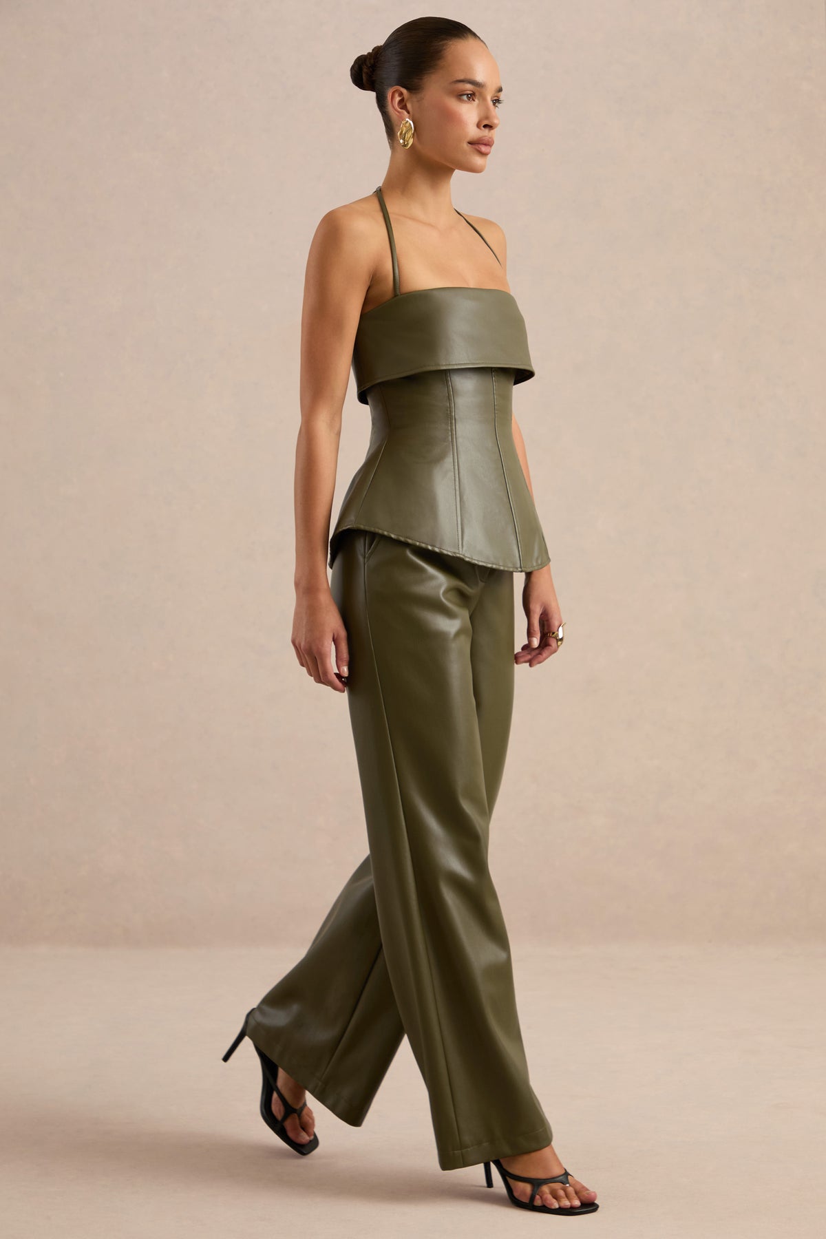 CL138273035 - Gaelina Khaki Halter-Neck Tailored Top1.jpg
