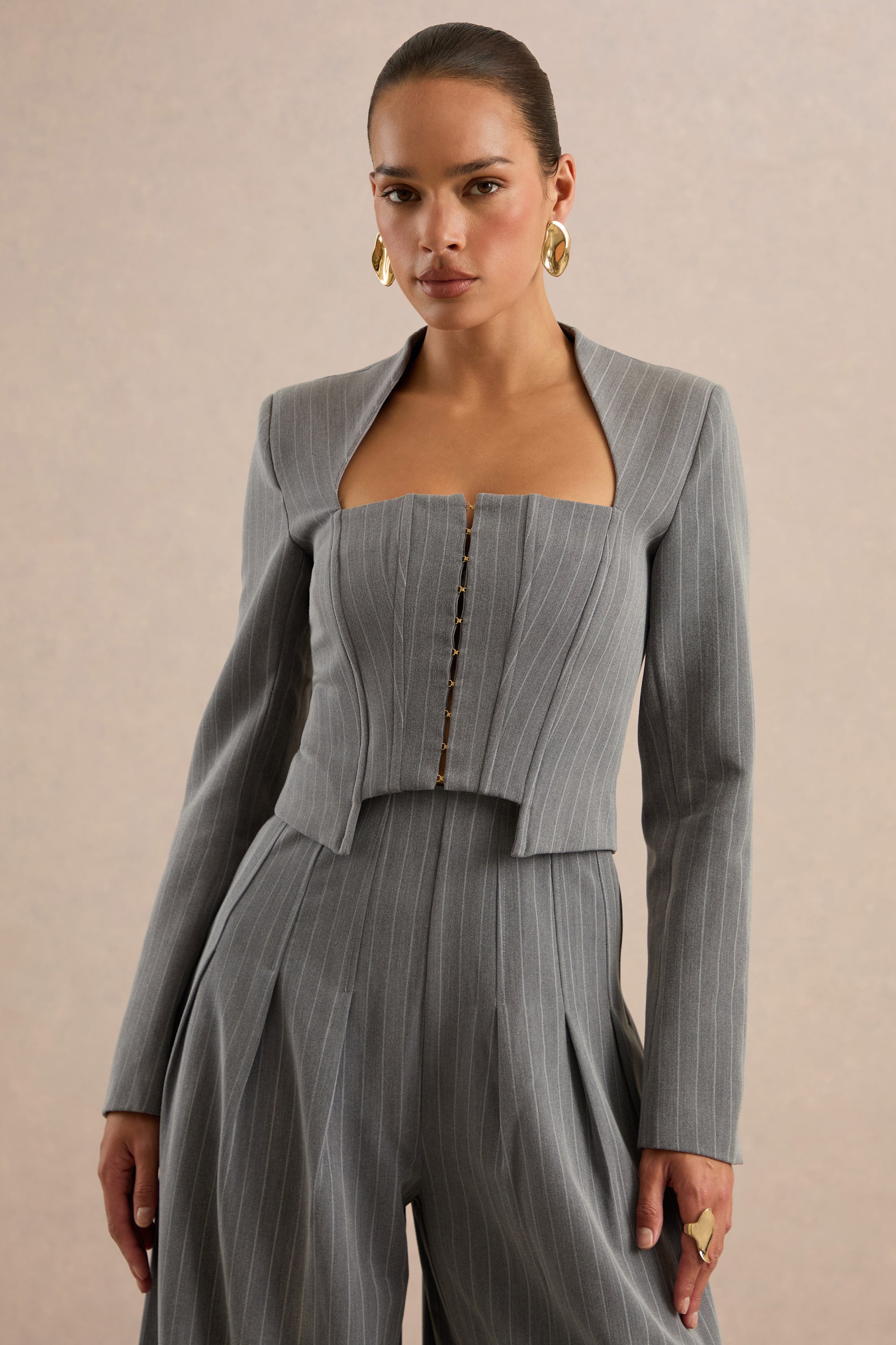 CL138277042 - Genara Grey Pinstripe Square Neck Tailored Top5.jpg