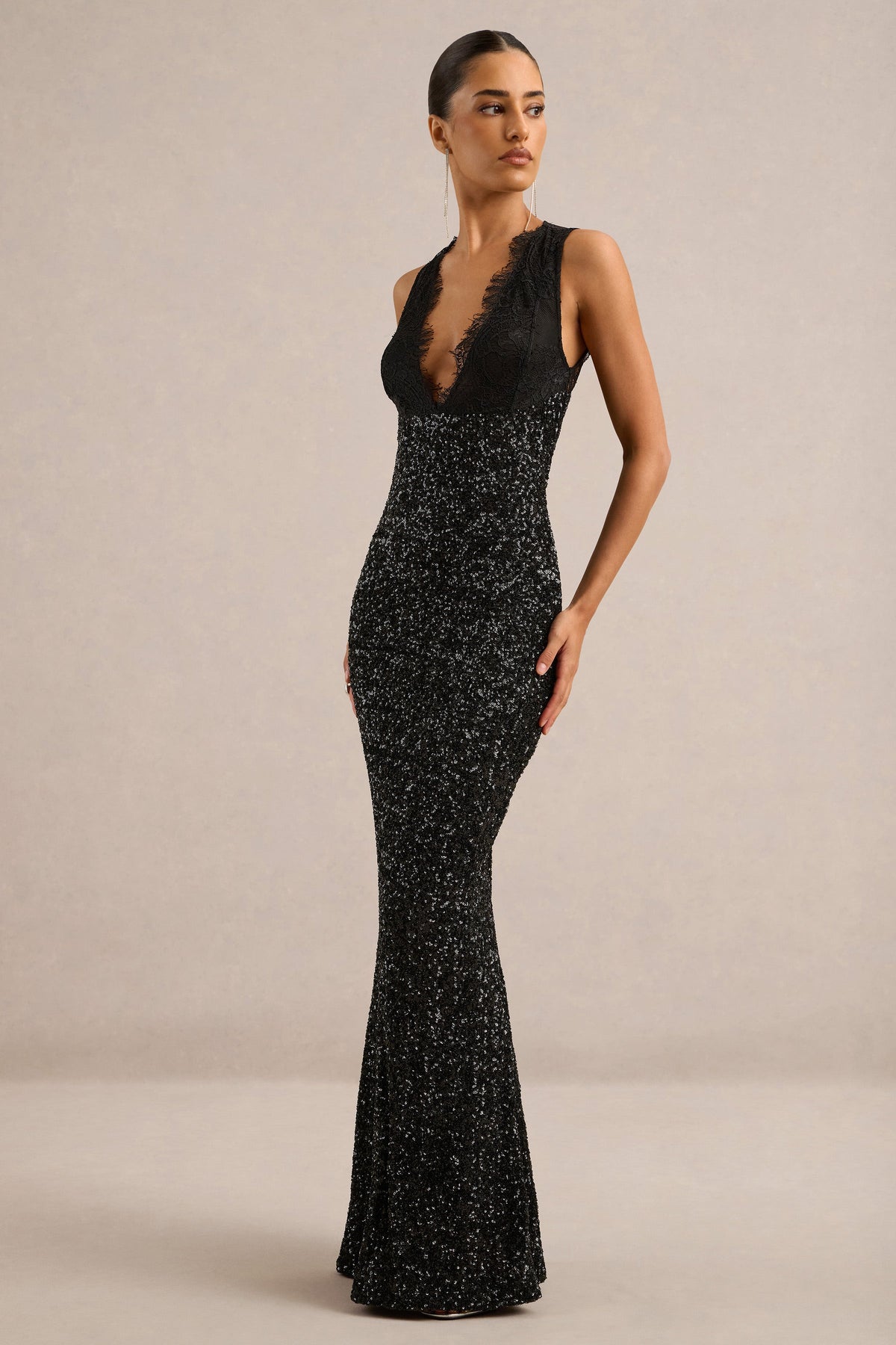 CL13829500106_ECM_HR_CL138295001_-_Elizaveta___Black_Sequin_And_Lace_Plunge-Neck_Maxi_Dress2