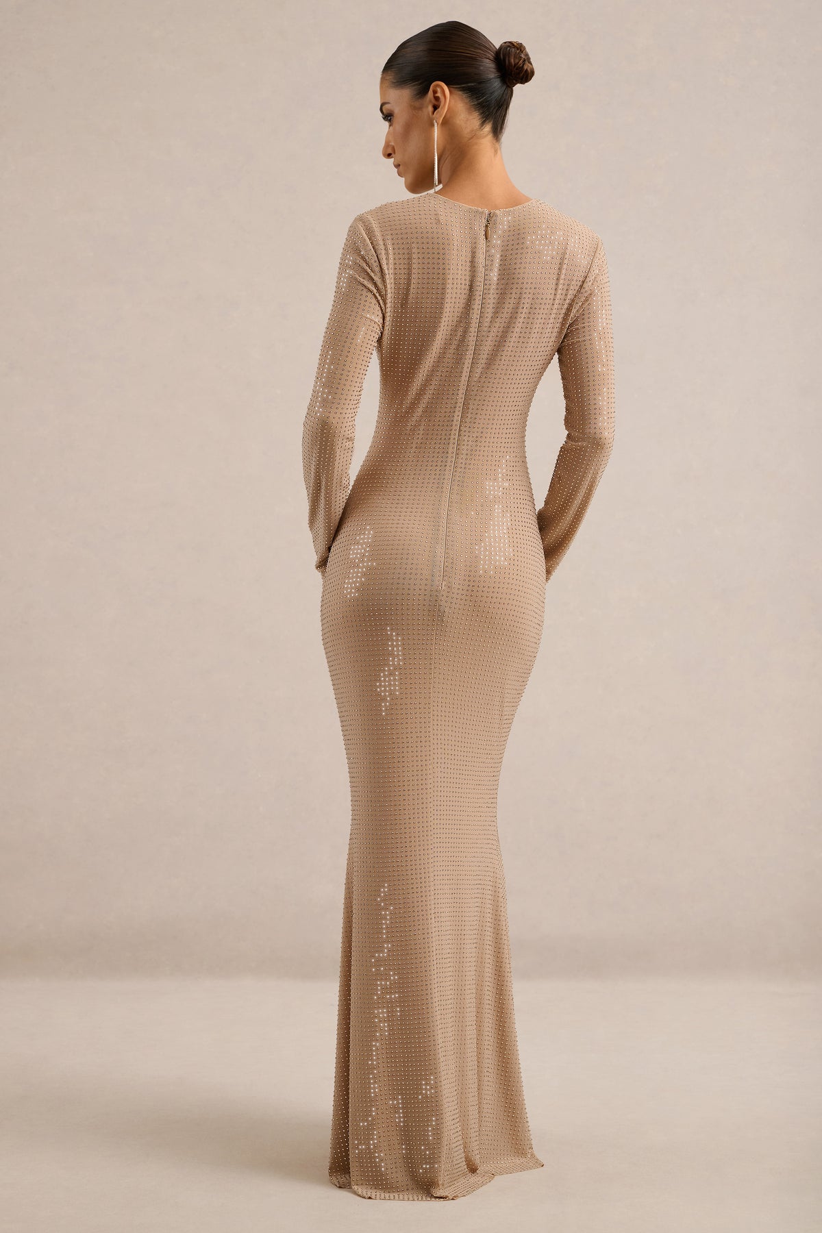 ECM_HR_CL138394060 - Garance _ Champagne Hotfix Round-Neck Maxi Dress With Feather Trim Cuffs6.jpg