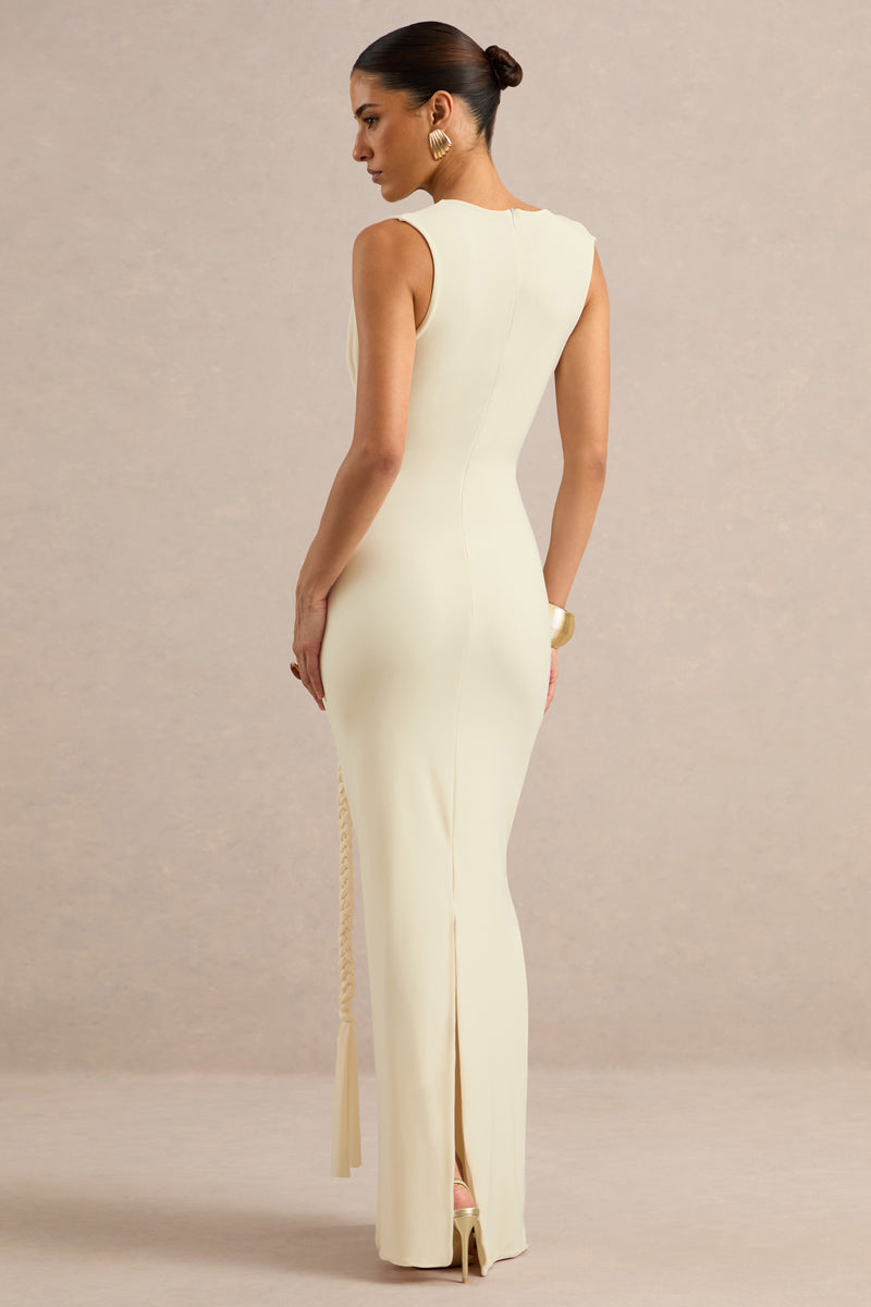 ECM_HR_CL138423111 - Nalina | Cream Plunge-Neck Maxi Dress With Gathered Detailing And Gold Detail 3.jpg