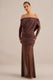 ECM_HR_CL138432022 - Amaline | Dark Brown Mesh Bardot-Neck Maxi Dress With Draped Detailing2.jpg