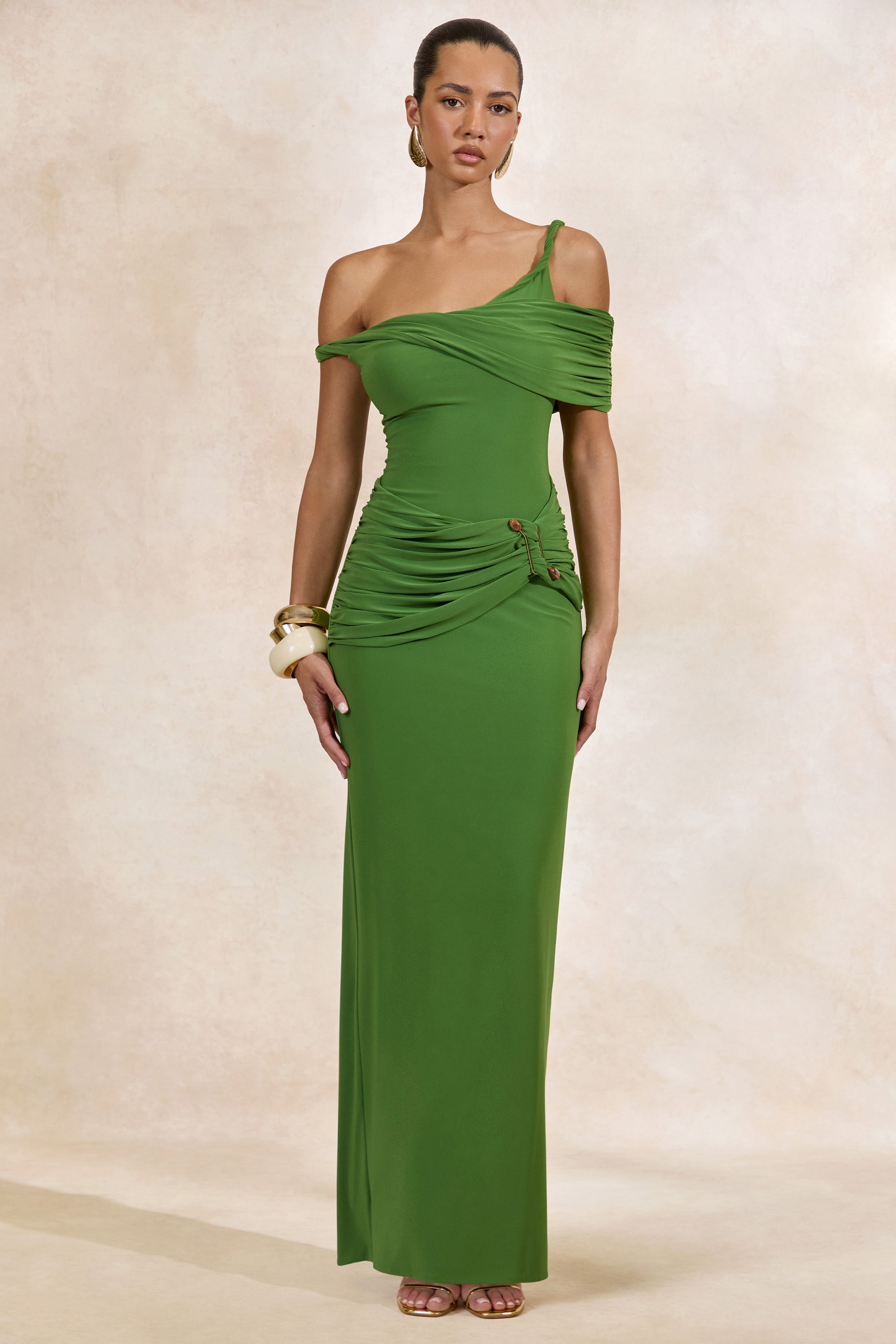 CL138438037 - Camri _ Green Bardot-Neck Maxi Dress With Twist Strap And Gathered Detailing0.jpg