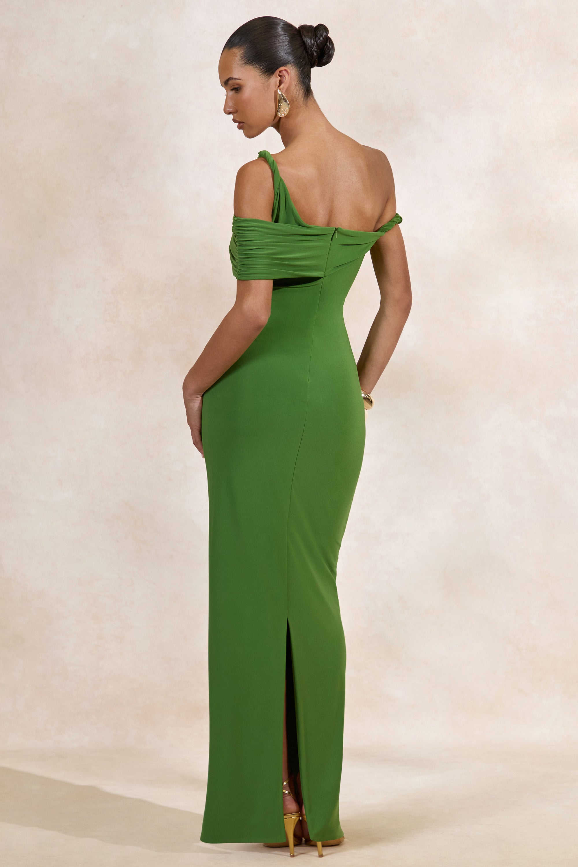 CL138438037 - Camri _ Green Bardot-Neck Maxi Dress With Twist Strap And Gathered Detailing5.jpg