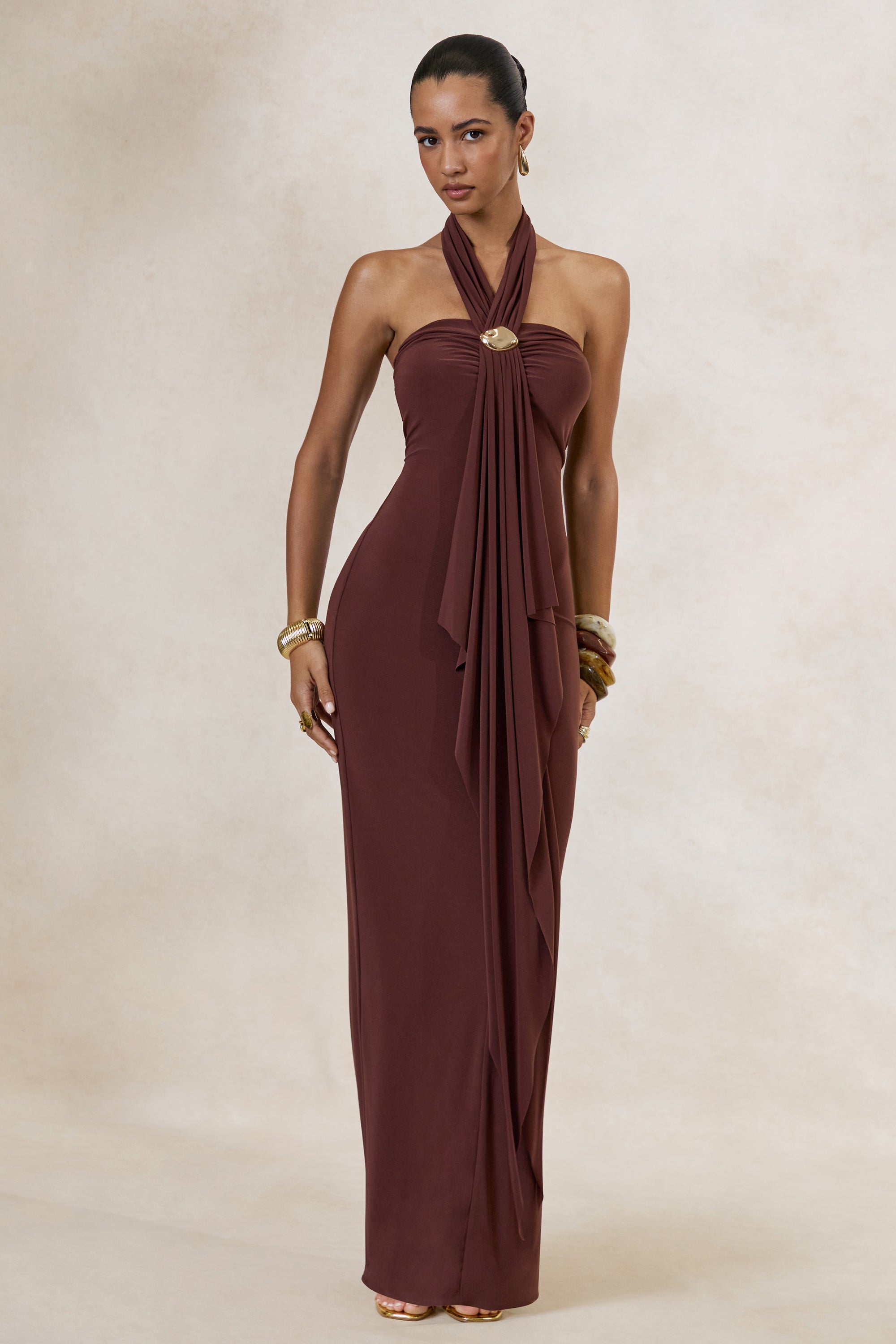 ECM_HR_CL138440022 - Delaina _ Dark Brown Halter-Neck Maxi Dress With Gold Detail And Sash0.jpg