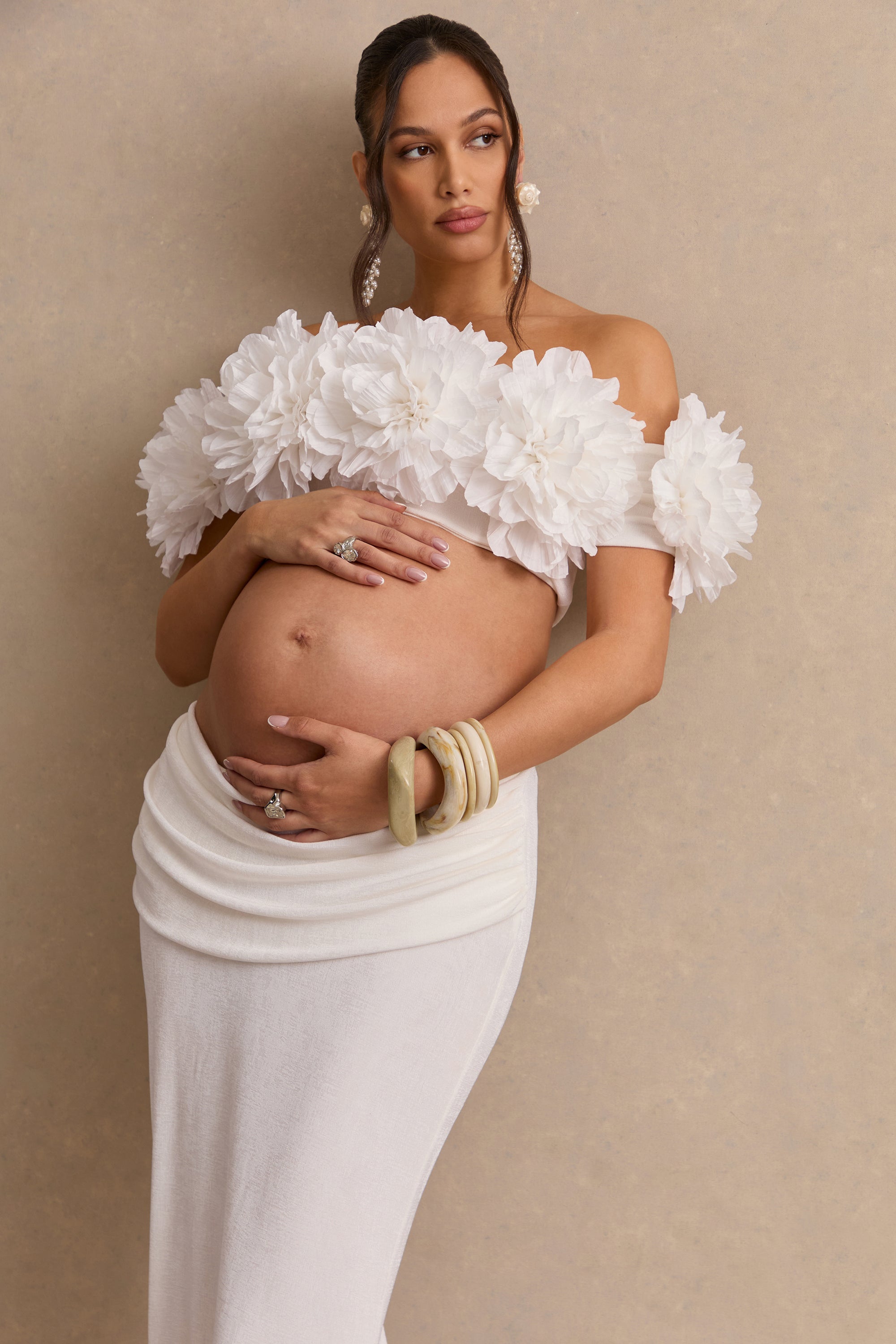 ECM_HR_CL138480110 - Arwenne _ White Maternity Maxi Skirt + CL138479110 - Arwenne _ White Bardot-Neck Maternity Crop-Top With Corsage Detailing6.jpg