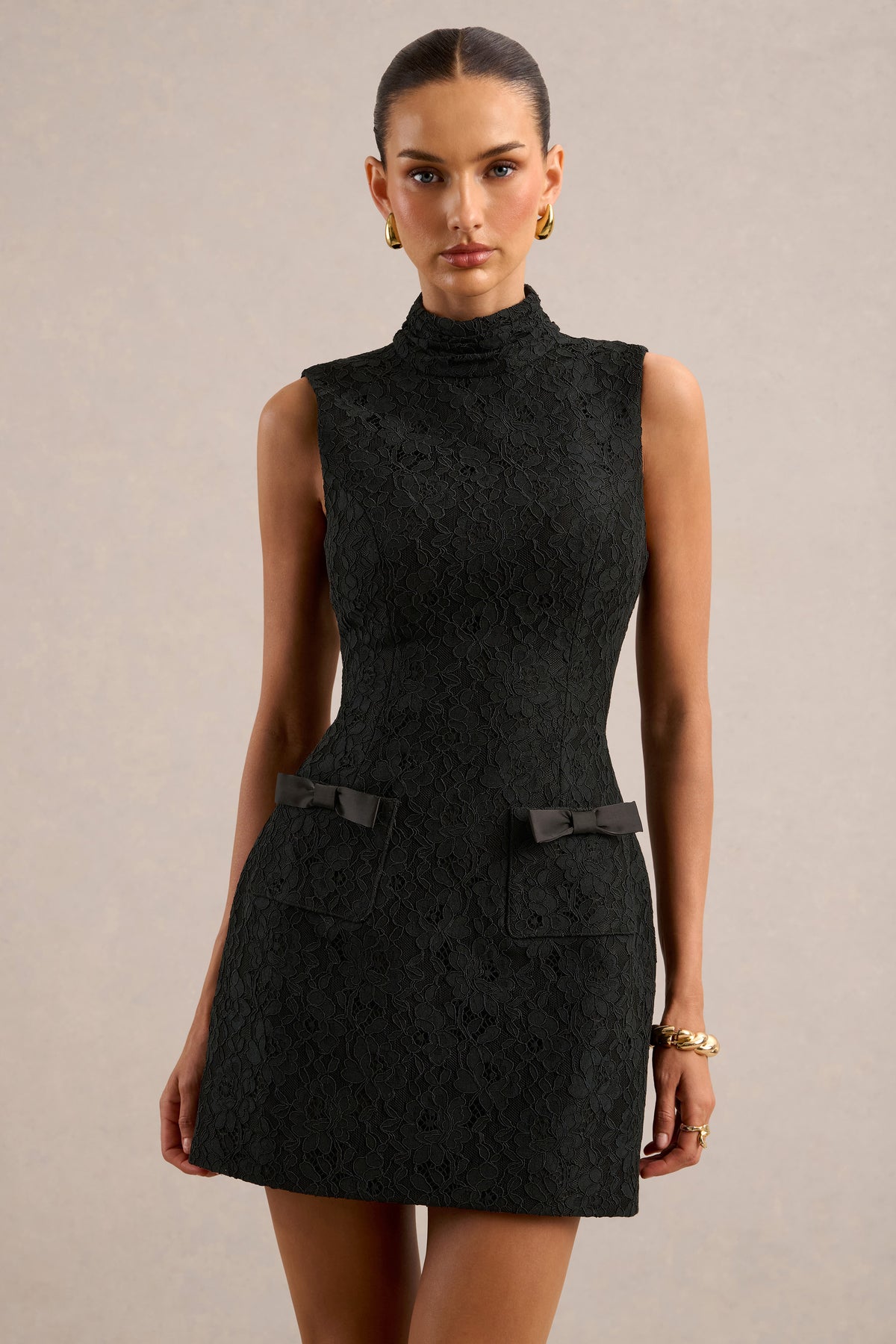ECM_HR_CL138527001 - Cielle _ Black Lace High-Neck Mini Dress With Bows Detailing5.jpg