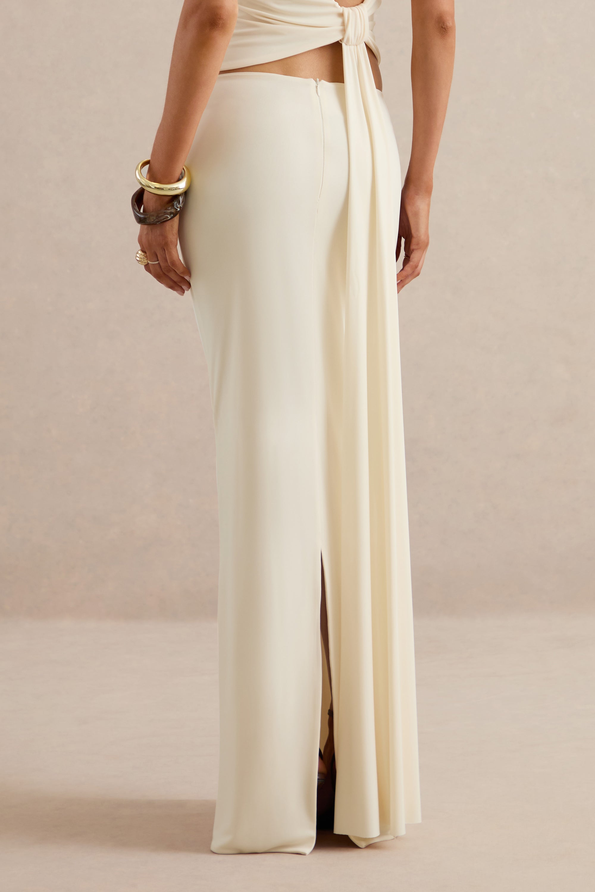 Koralia Cream Asymmetric-Neck Top With Sash Detail CL138546111 cl1385477111 co ord  32-1.jpg