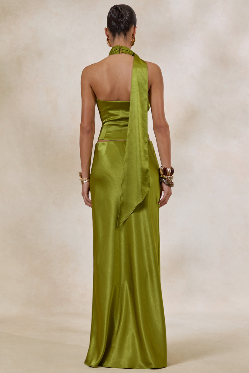 ECM_HR_CL138550031 - Lareina _ Olive Satin Maxi Skirt + CL138549031 - Lareina _ Olive Satin Halter-Neck Top 14.jpg