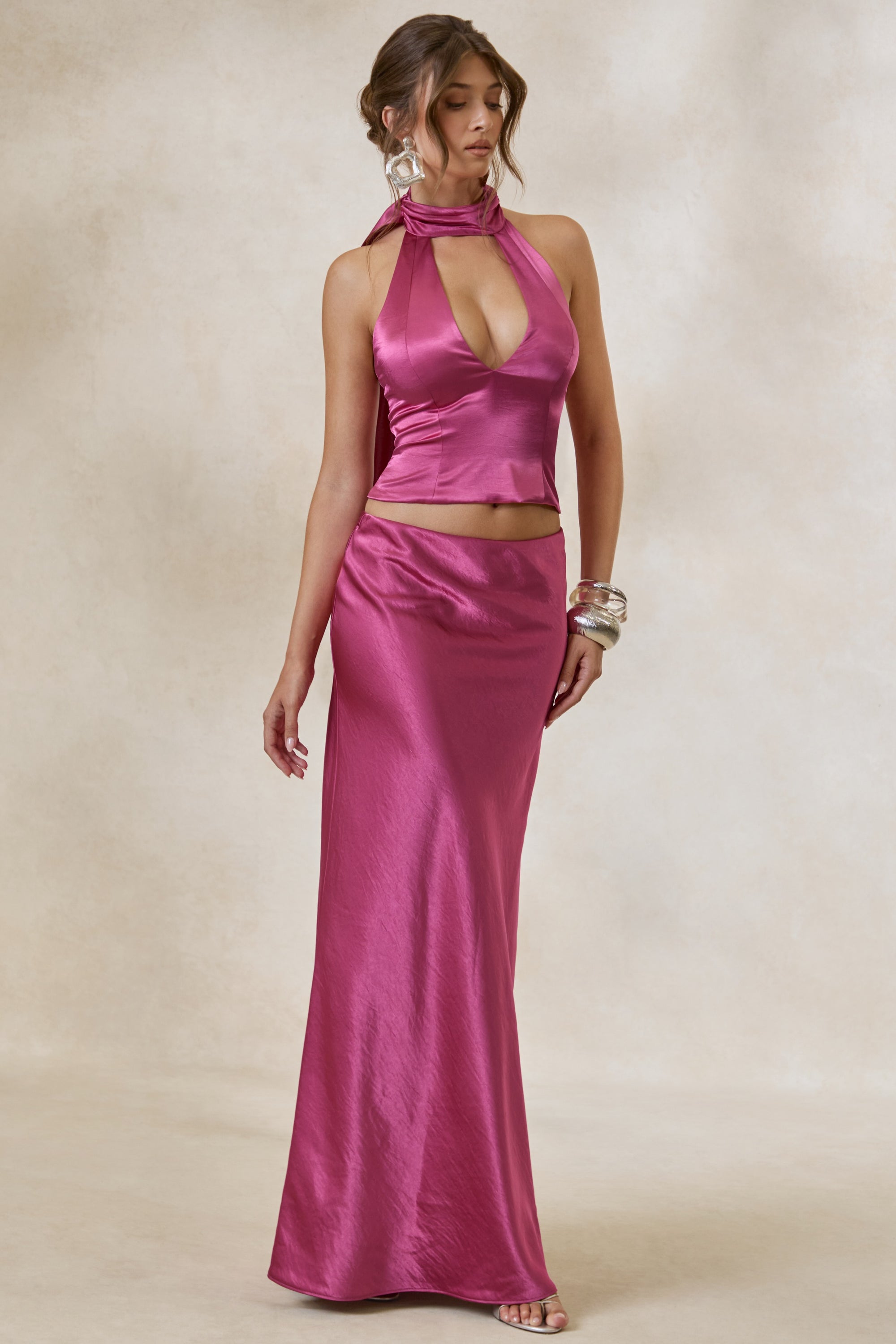 ECM_HR_CL138550080 - Lareina _ Hot Pink Satin Maxi Skirt + CL138549080 - Lareina _ Hot Pink Satin Halter-Neck Top 3.jpg
