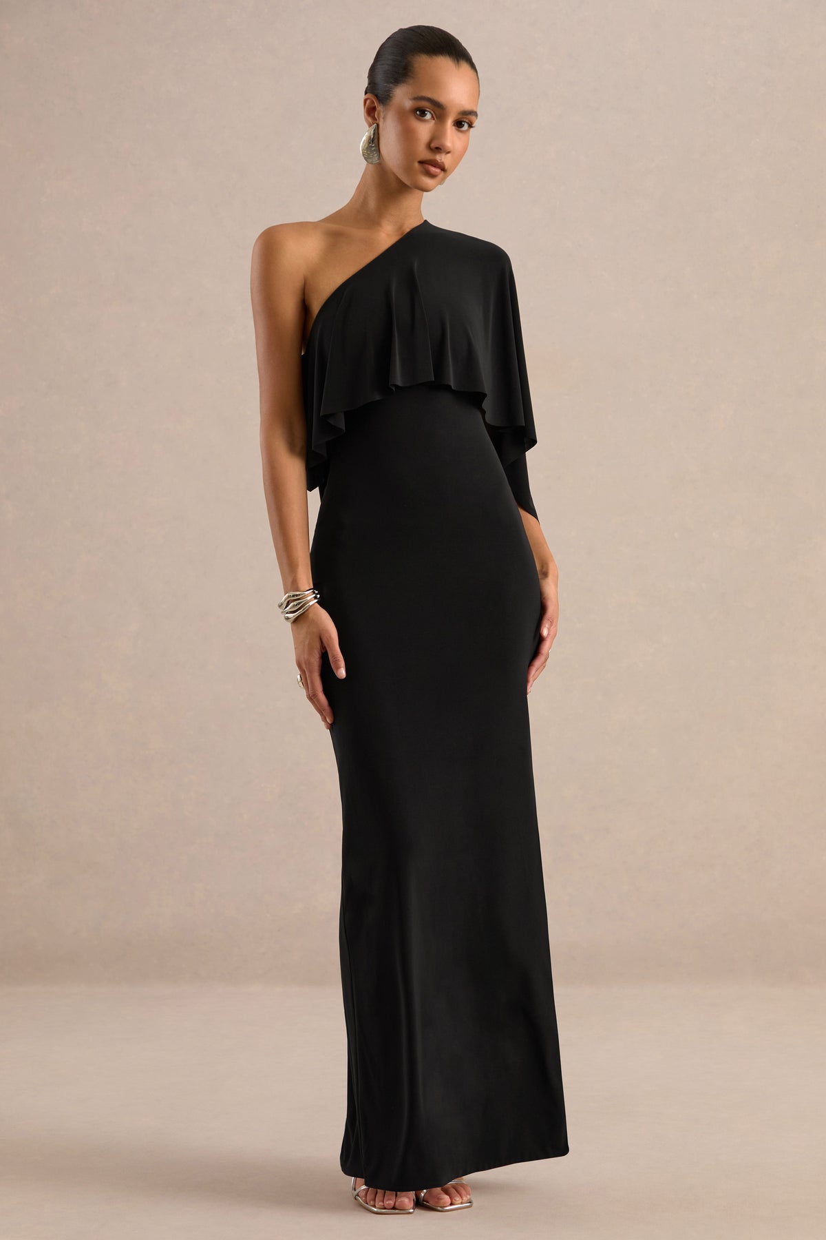 ECM_HR_CL138736001 - Ciarra Black Asymmetric-Neck Maxi Dress With Cape Detail2.jpg