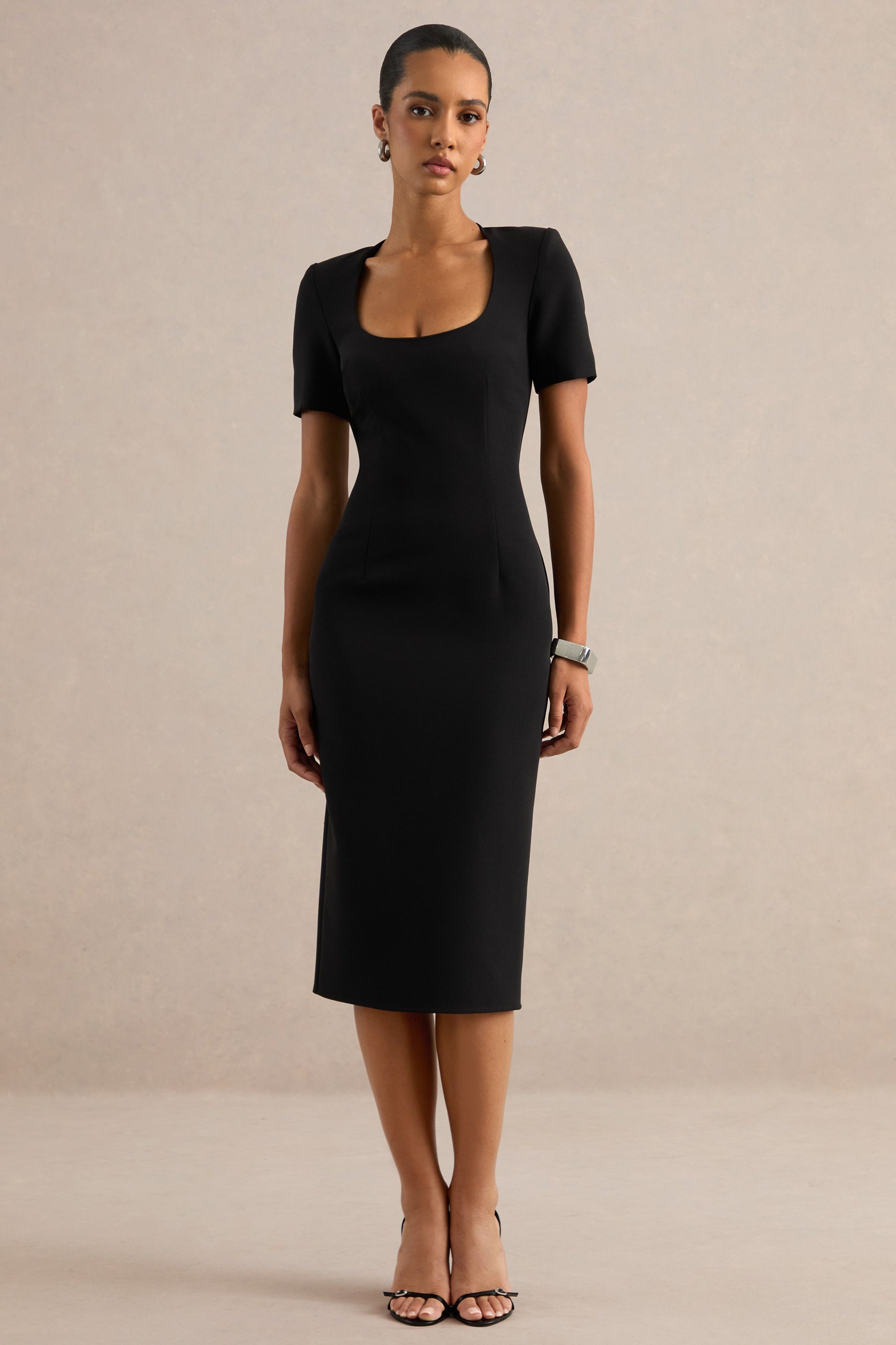 ECM_HR_CL138777001 - Elisiae | Black Scoop-Neck Midi Dress 0.jpg