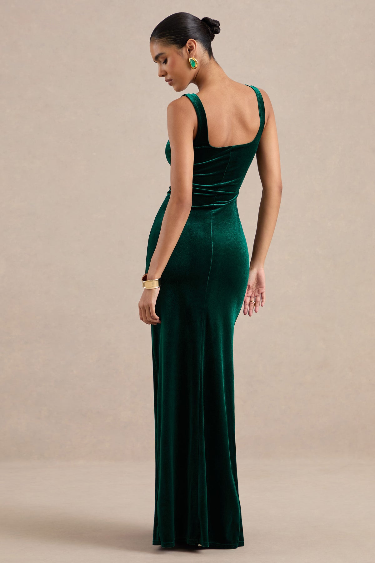 ECM_HR_CL138898038 - Nora _ Dark Green Velvet Square Neck Maxi Dress With Gathered Detailing And Split5.jpg