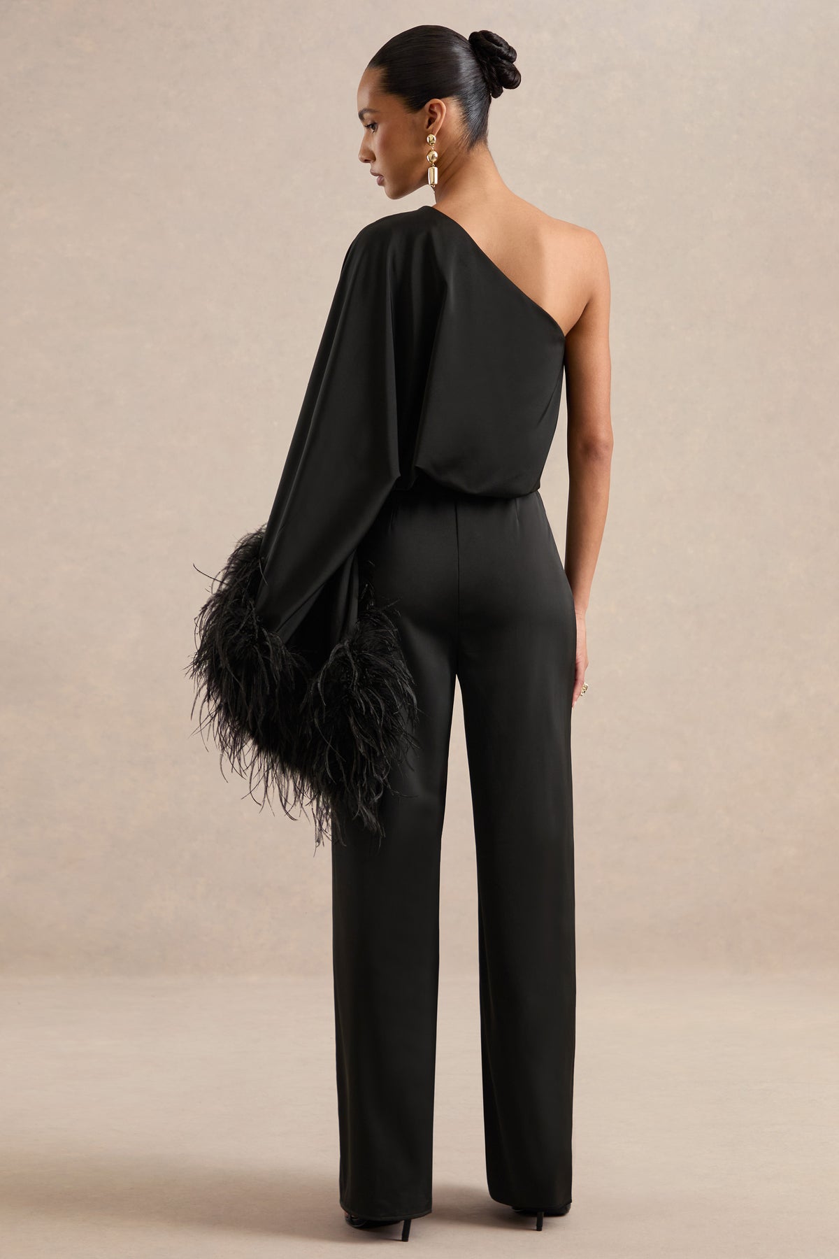 ECM_HR_CL139182001 - Jacinta _ Black Satin One Shoulder Long Sleeve Jumpsuit With Feather Detailing5.jpg