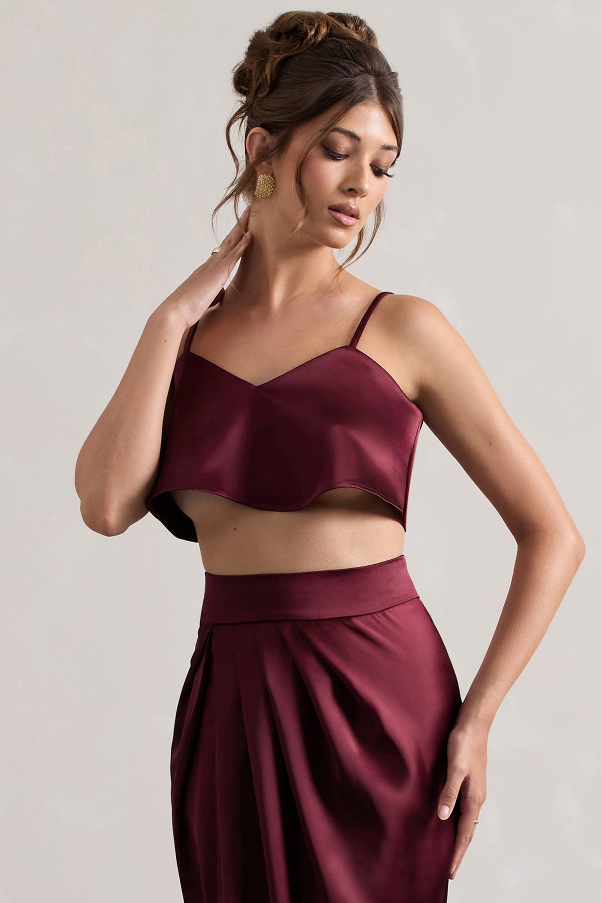 Fawn | Plommonlila topp i satin