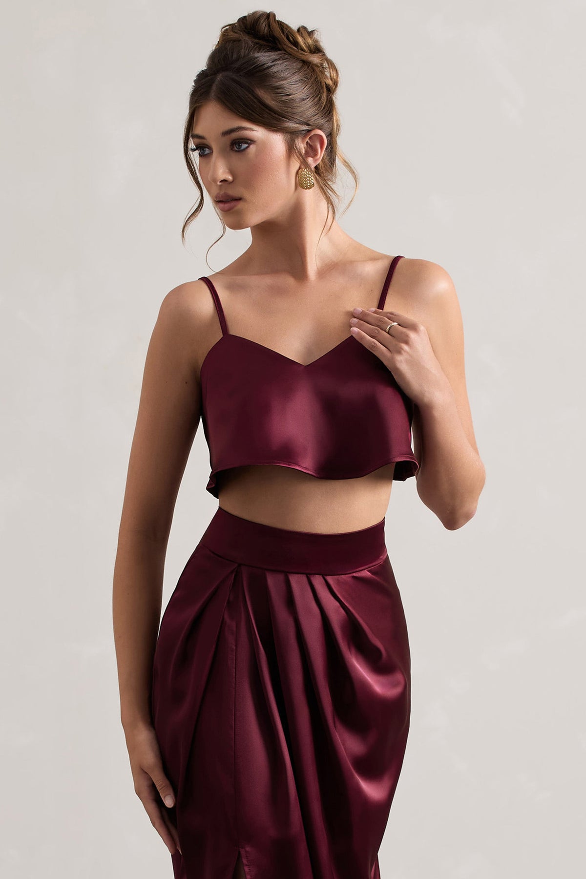 Fawn | Plommonlila topp i satin
