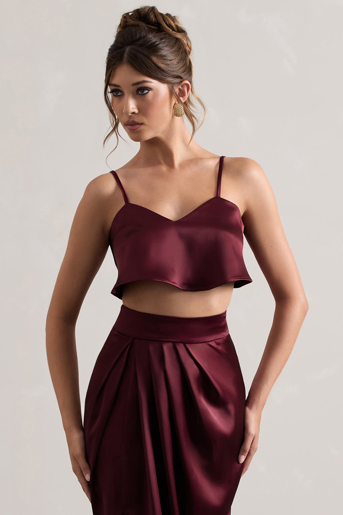 Fawn | Plommonlila topp i satin