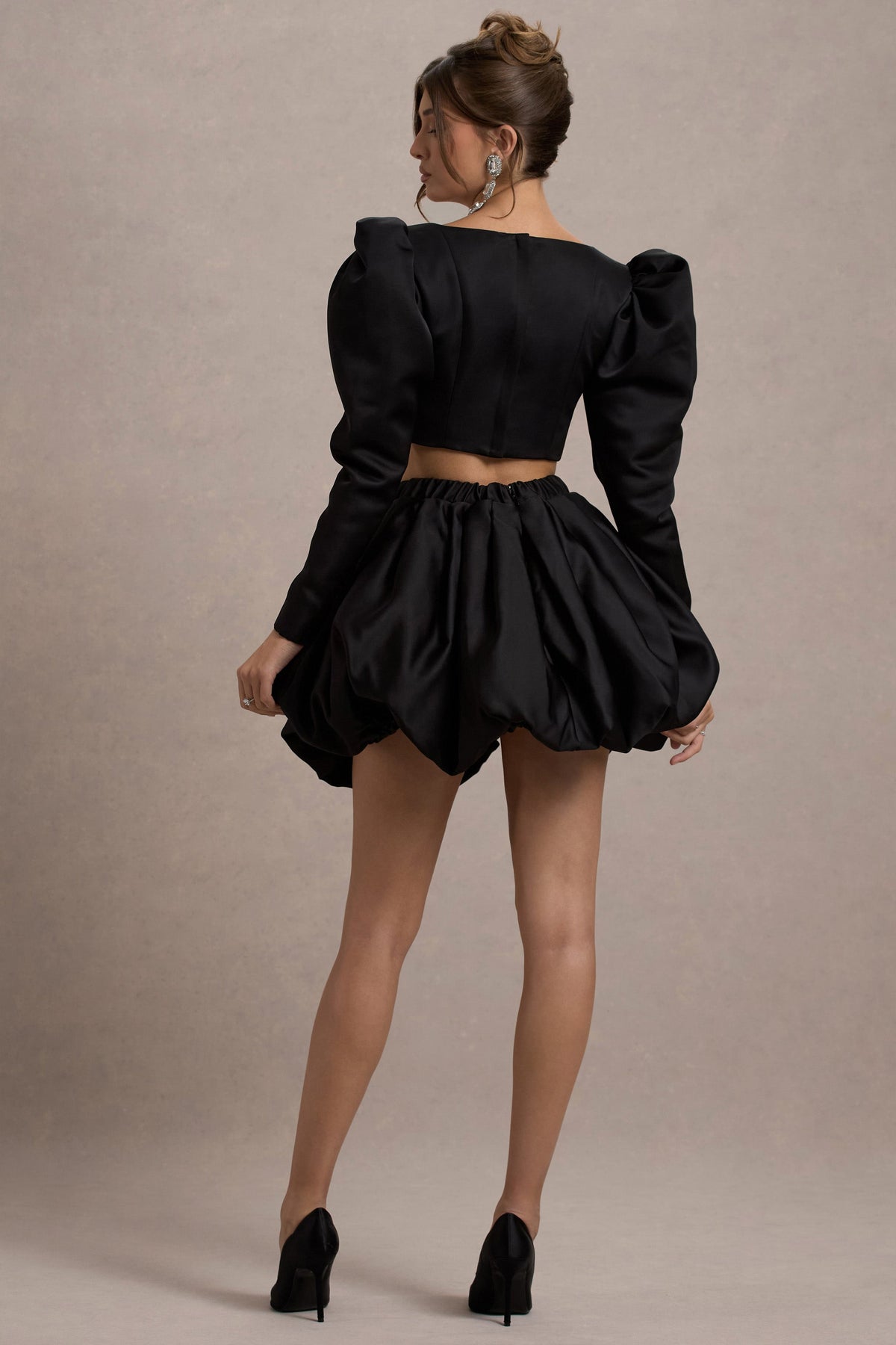 Tosca | Svart minikjol i satin med puffballform
