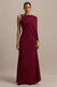 Cressida | Burgundy långklänning med asymmetrisk halsringning och cape