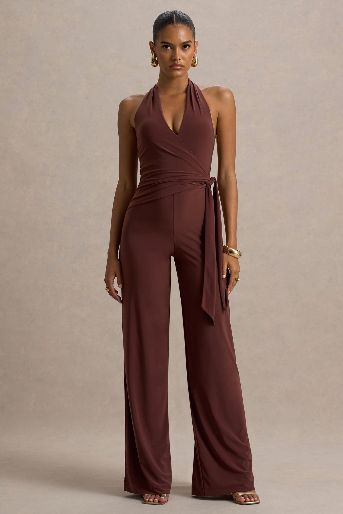 Marlais | Brun byxdress med med knytband