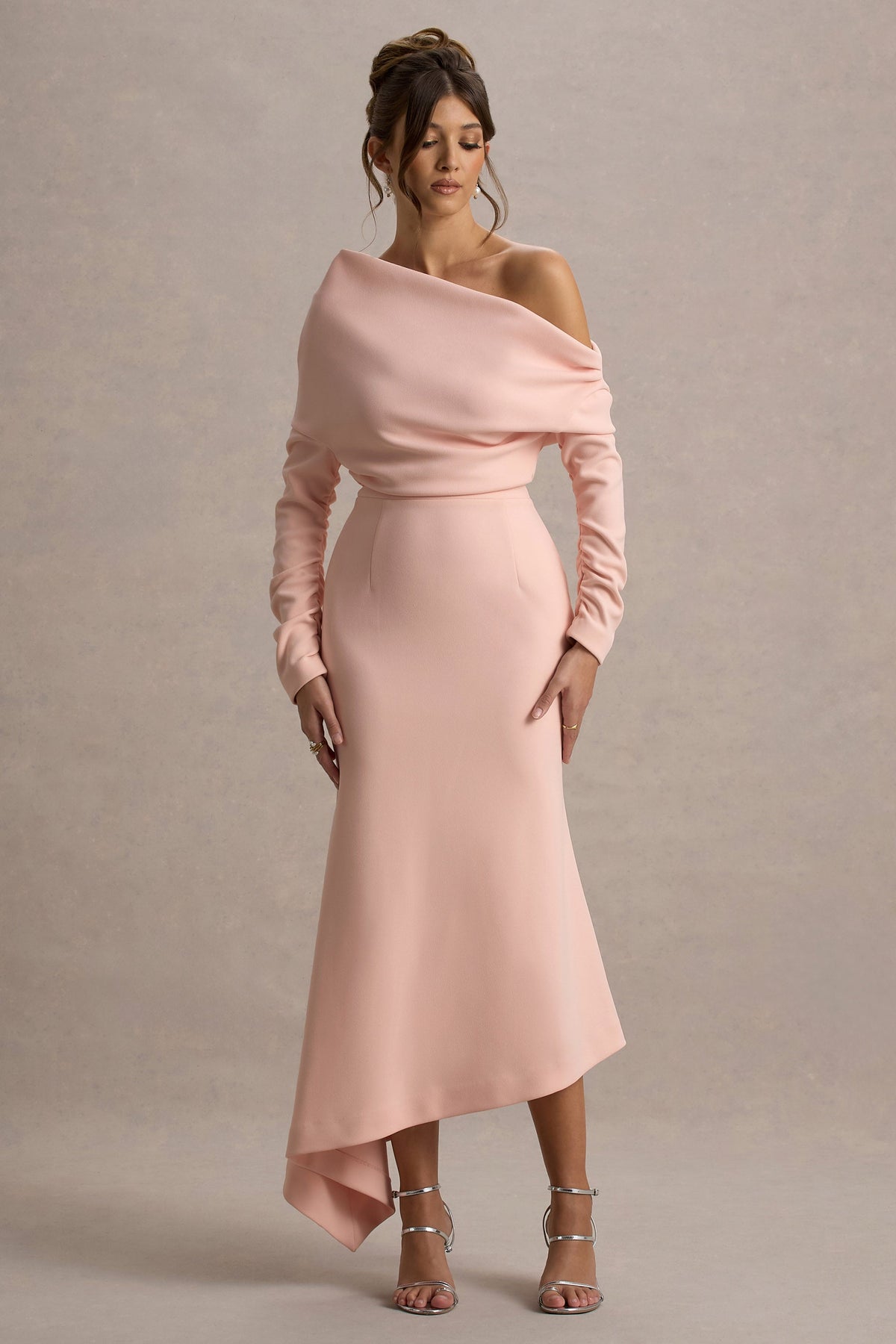 Lou | Rosa asymmetrisk långklänning