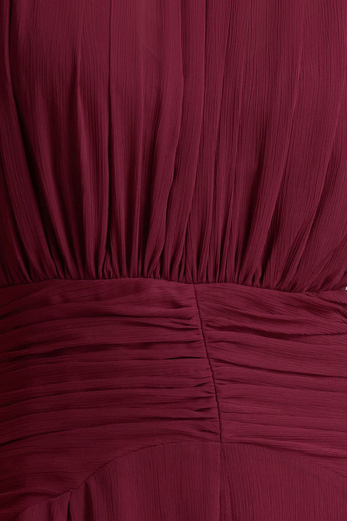 Melanina | Burgundy långklänning med rynkade detaljer