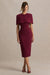 Baylor | Burgundy midiklänning med avtagbar cape