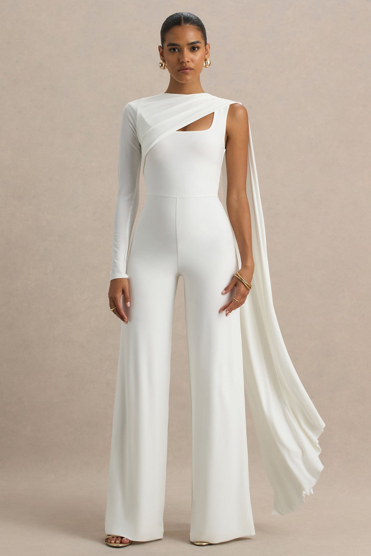 Graces | Vit byxdress med capeärm