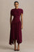 Ione | Burgundy midiklänning med omlottdesign och asymmetrisk fåll