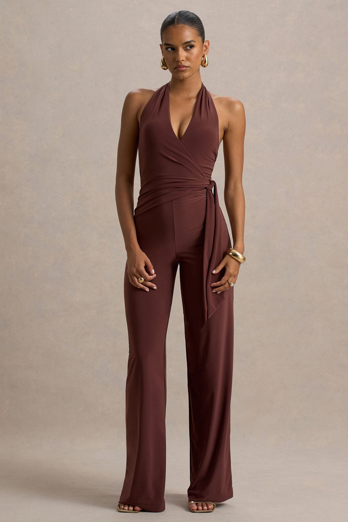 Marlais | Brun byxdress med med knytband